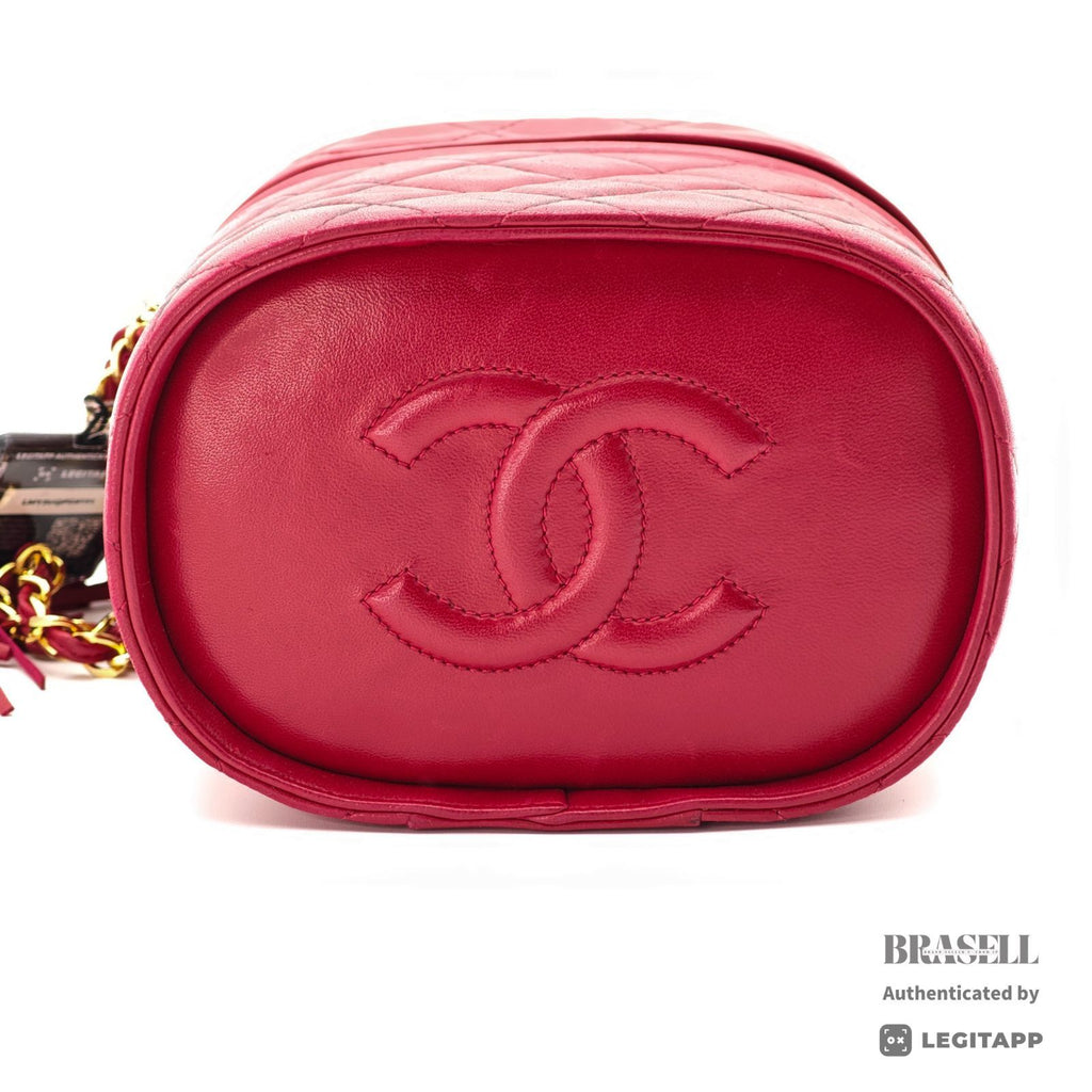 CHANEL Vanity Chain Bag Red Cylindrical Mini Shoulder Bag【ImportFeeFREE】