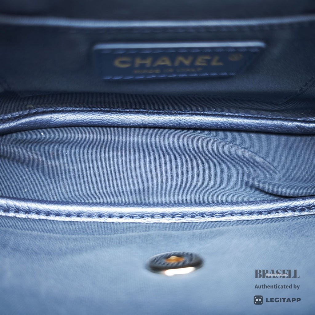 CHANEL Matelasse Metallic Shoulder Bag Blue Women's Dust Bag【ImportFeeFREE】