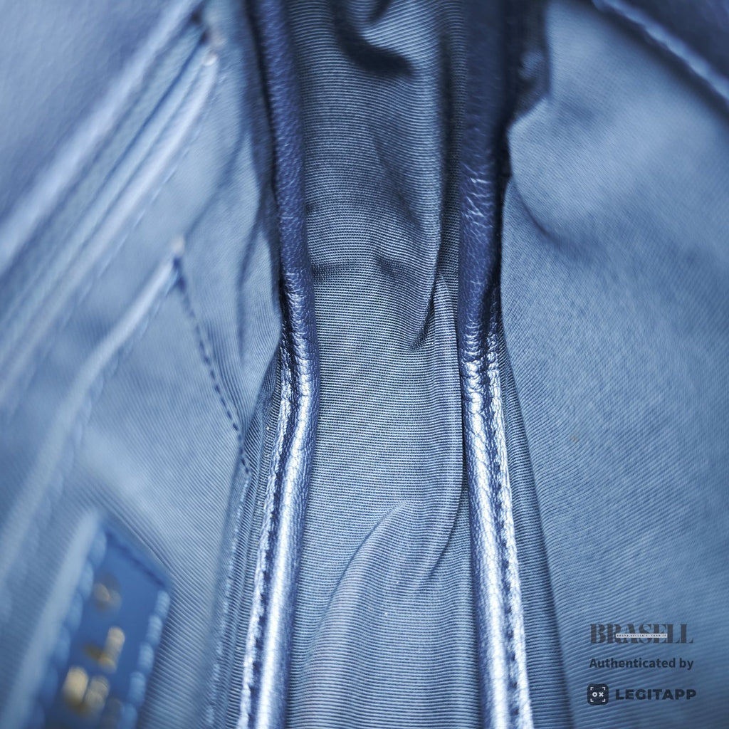 CHANEL Matelasse Metallic Shoulder Bag Blue Women's Dust Bag【ImportFeeFREE】