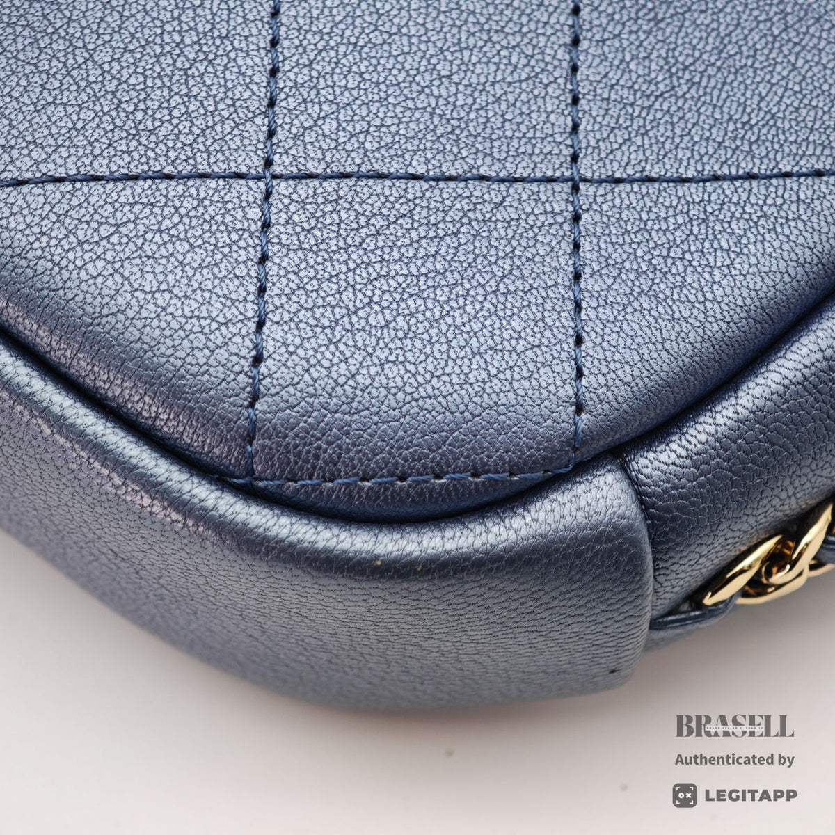 CHANEL Matelasse Metallic Shoulder Bag Blue Women's Dust Bag【ImportFeeFREE】