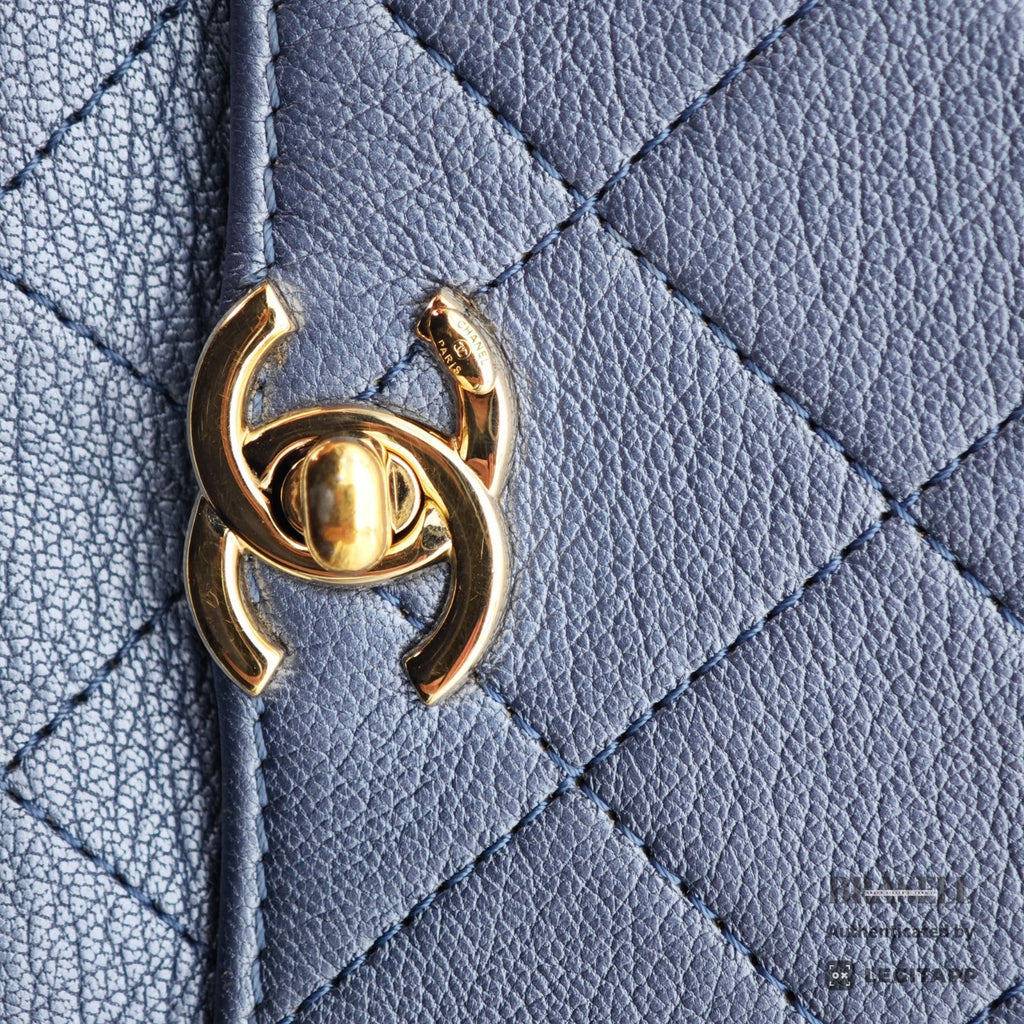 CHANEL Matelasse Metallic Shoulder Bag Blue Women's Dust Bag【ImportFeeFREE】