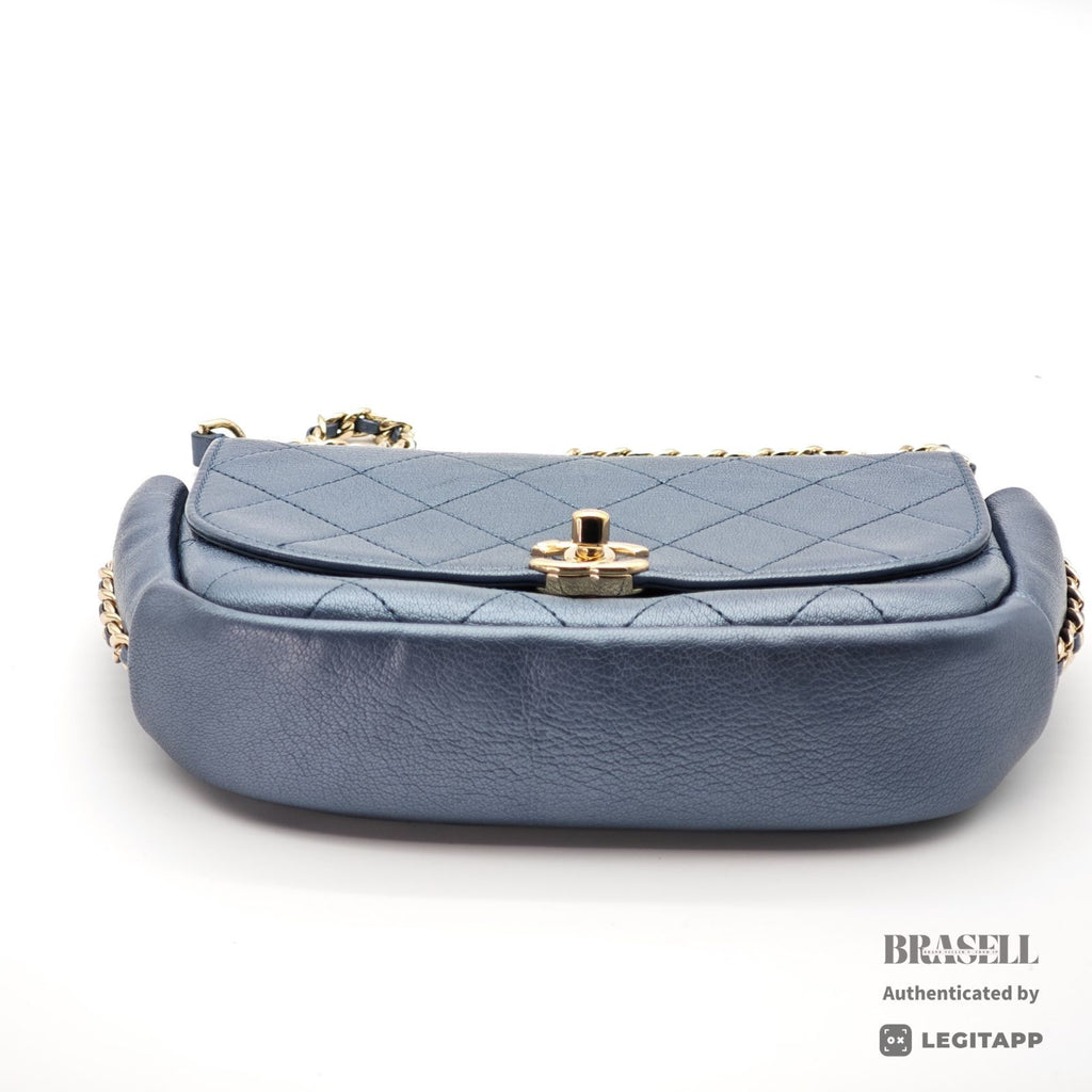 CHANEL Matelasse Metallic Shoulder Bag Blue Women's Dust Bag【ImportFeeFREE】