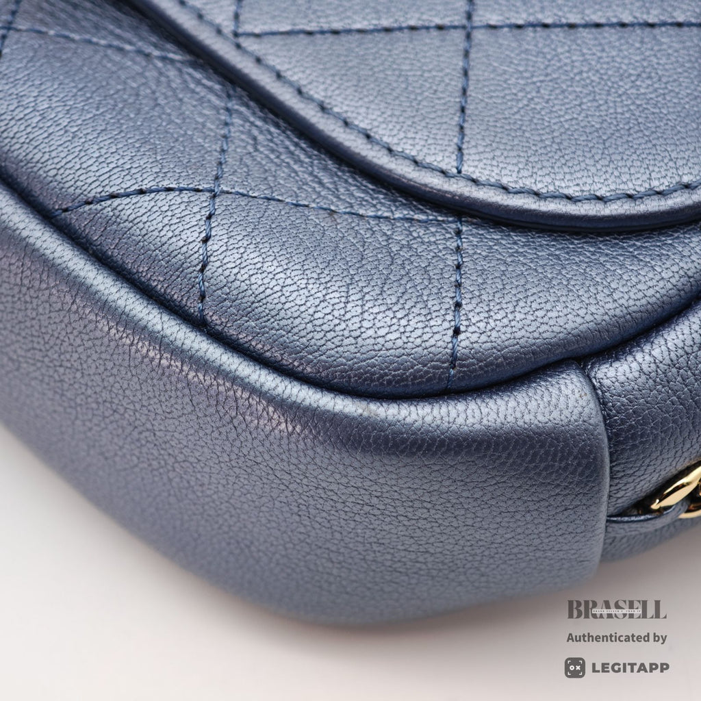 CHANEL Matelasse Metallic Shoulder Bag Blue Women's Dust Bag【ImportFeeFREE】