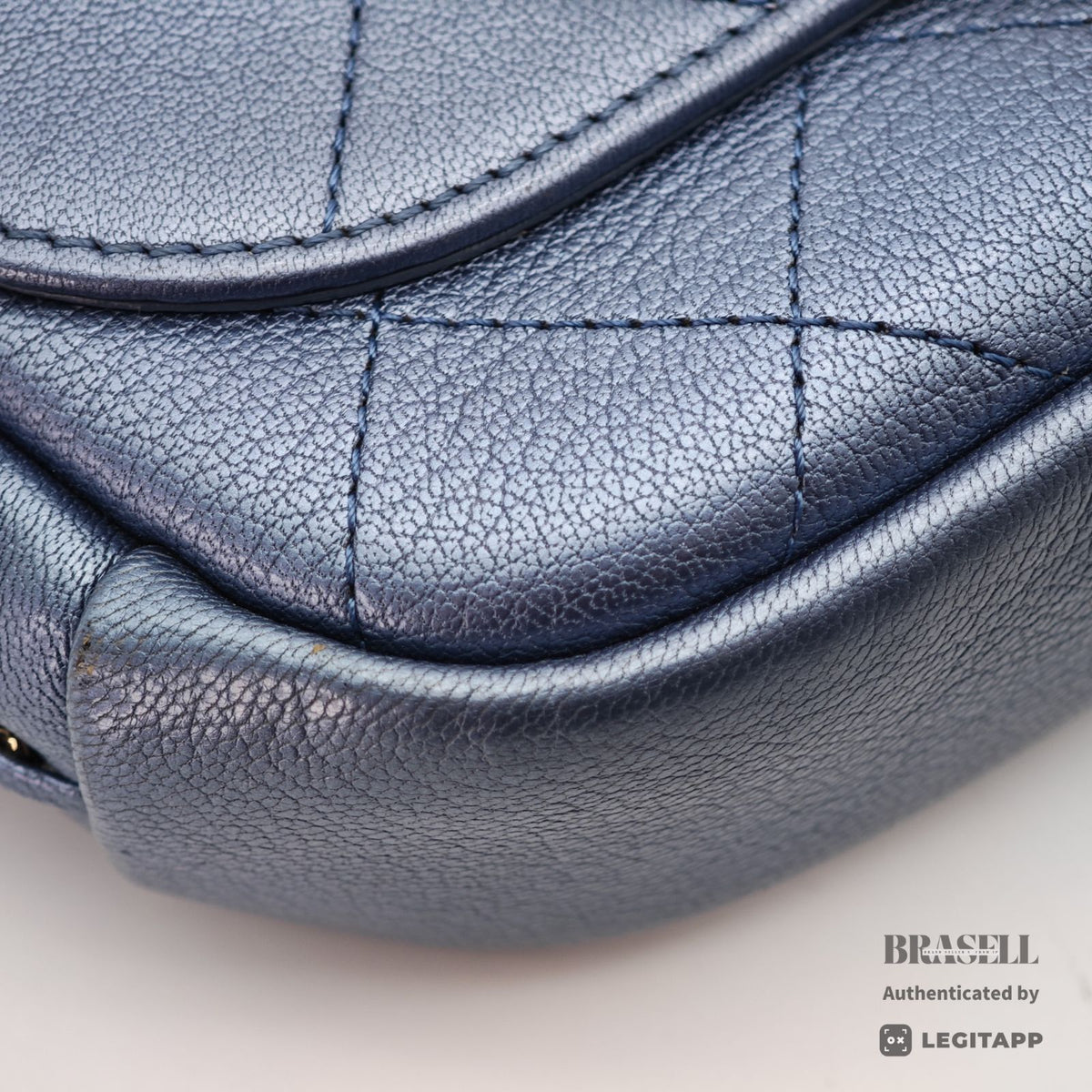 CHANEL Matelasse Metallic Shoulder Bag Blue Women's Dust Bag【ImportFeeFREE】