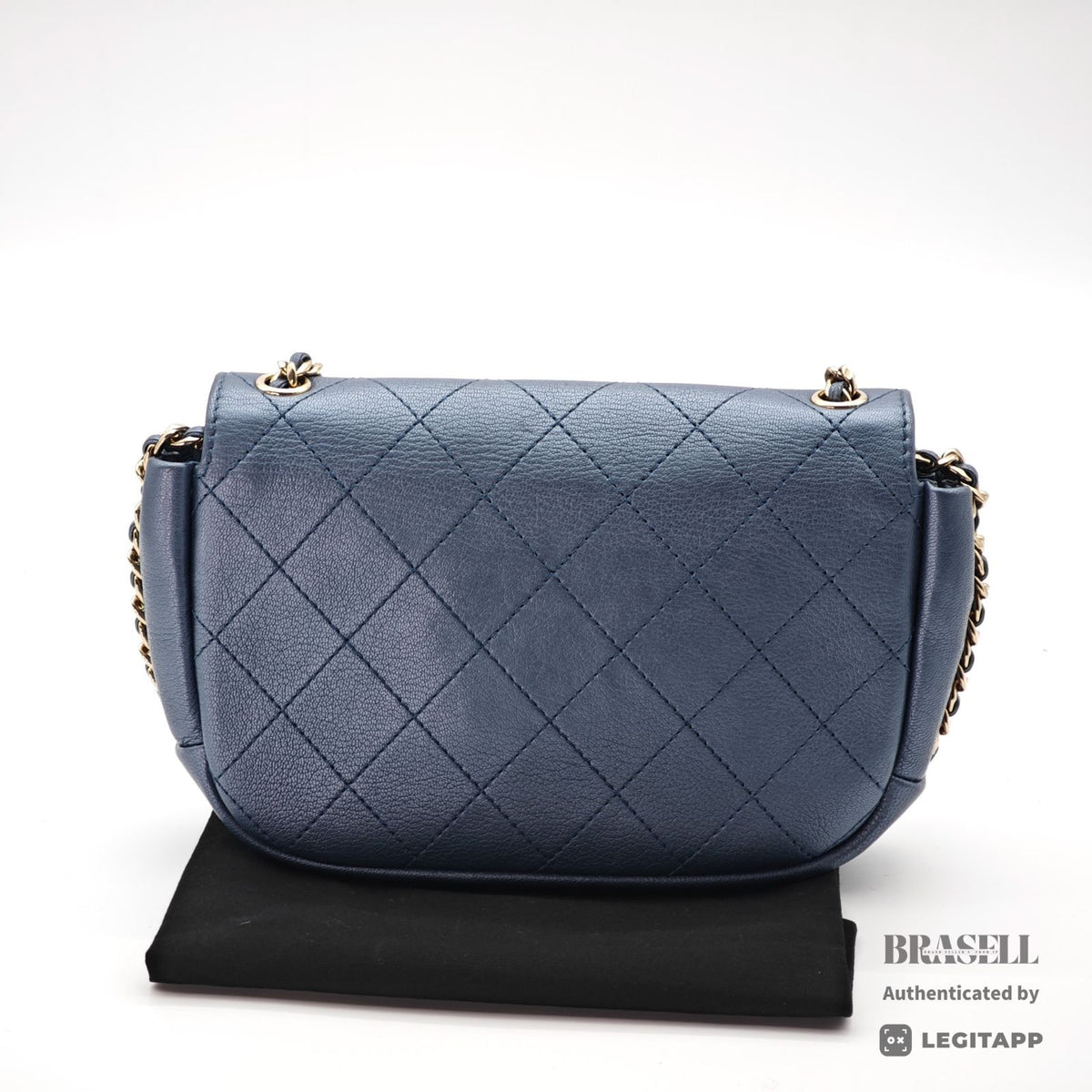 CHANEL Matelasse Metallic Shoulder Bag Blue Women's Dust Bag【ImportFeeFREE】