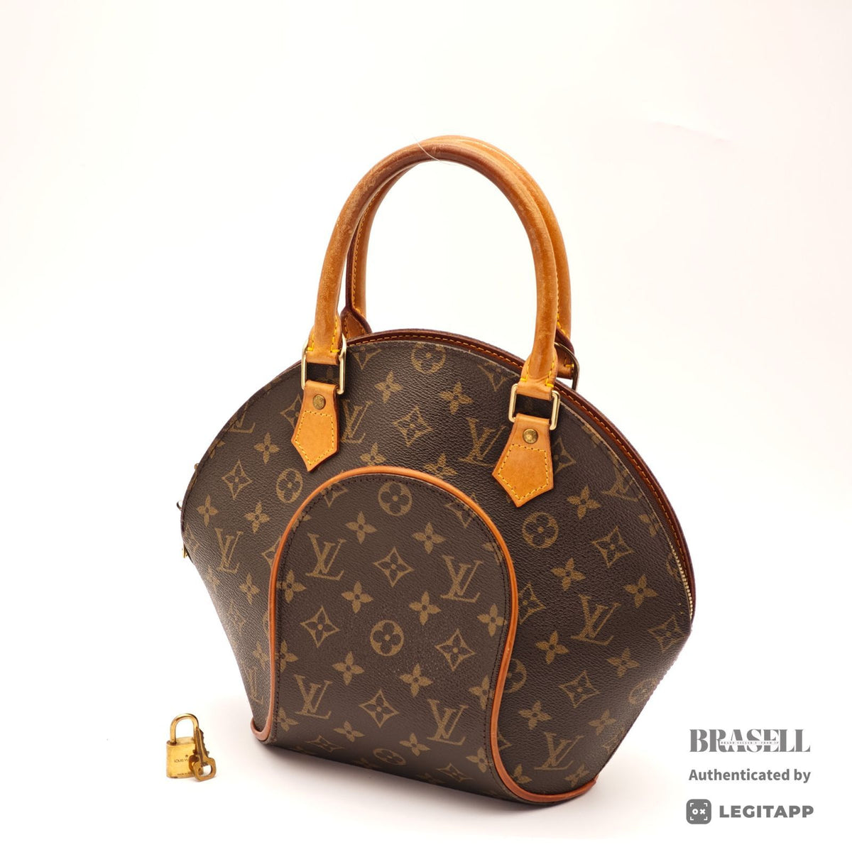 LOUIS VUITTON Monogram Ellipse PM M51127 Handbag Brown Padlock【ImportFeeFREE】