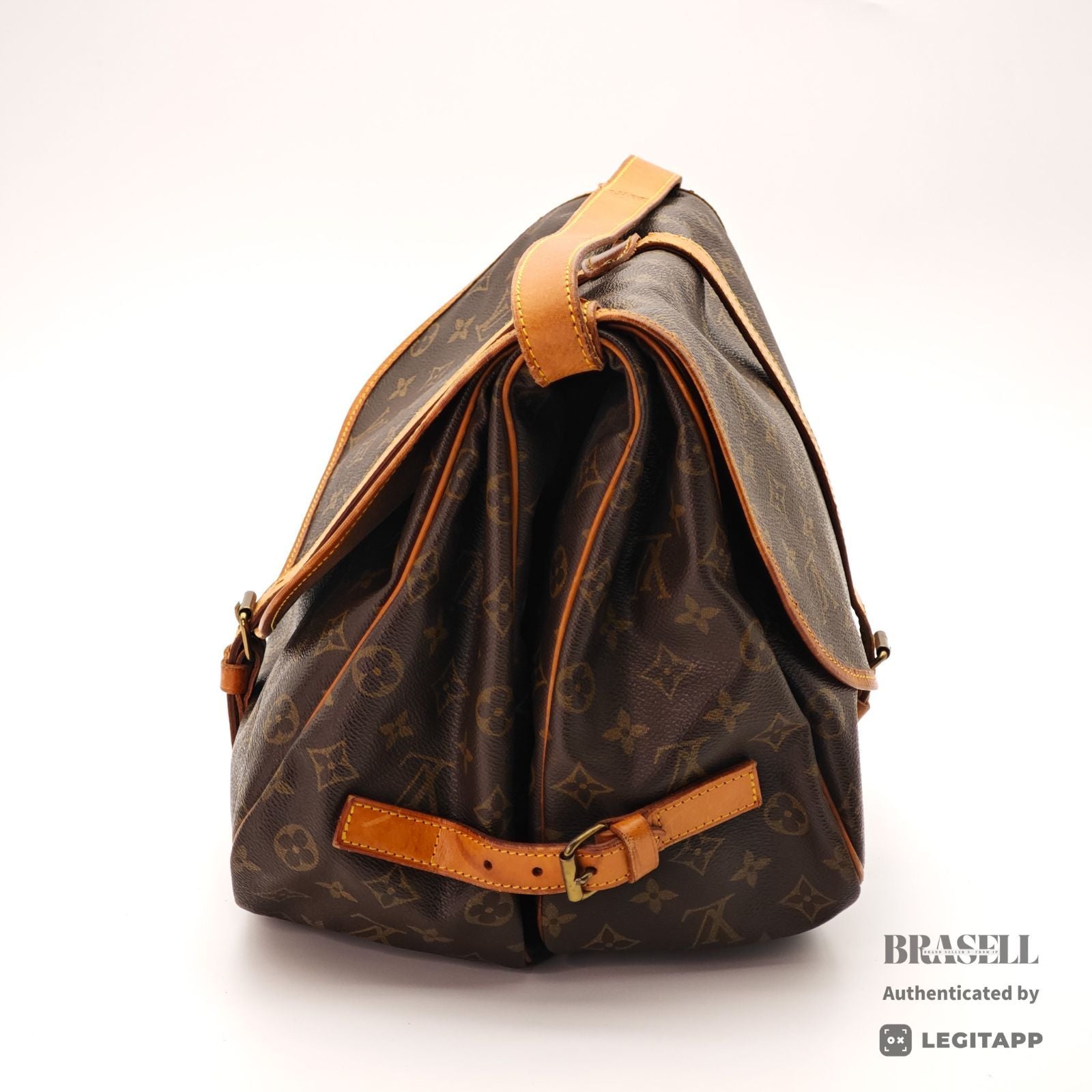 LOUIS VUITTON Monogram Saumur 35 M42254 Shoulder Bag Brown【ImportFeeFREE】