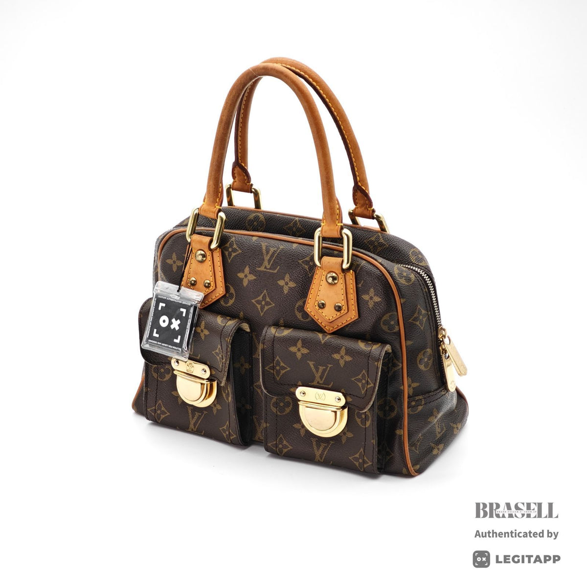 LOUIS VUITTON Monogram Manhattan PM Handbag Brown Unisex【ImportFeeFREE】