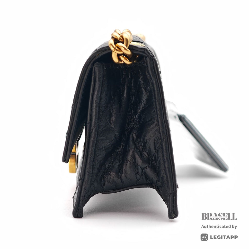 BALENCIAGA Crushed Mini Chain Shoulder Bag Black Women's【ImportFeeFREE】