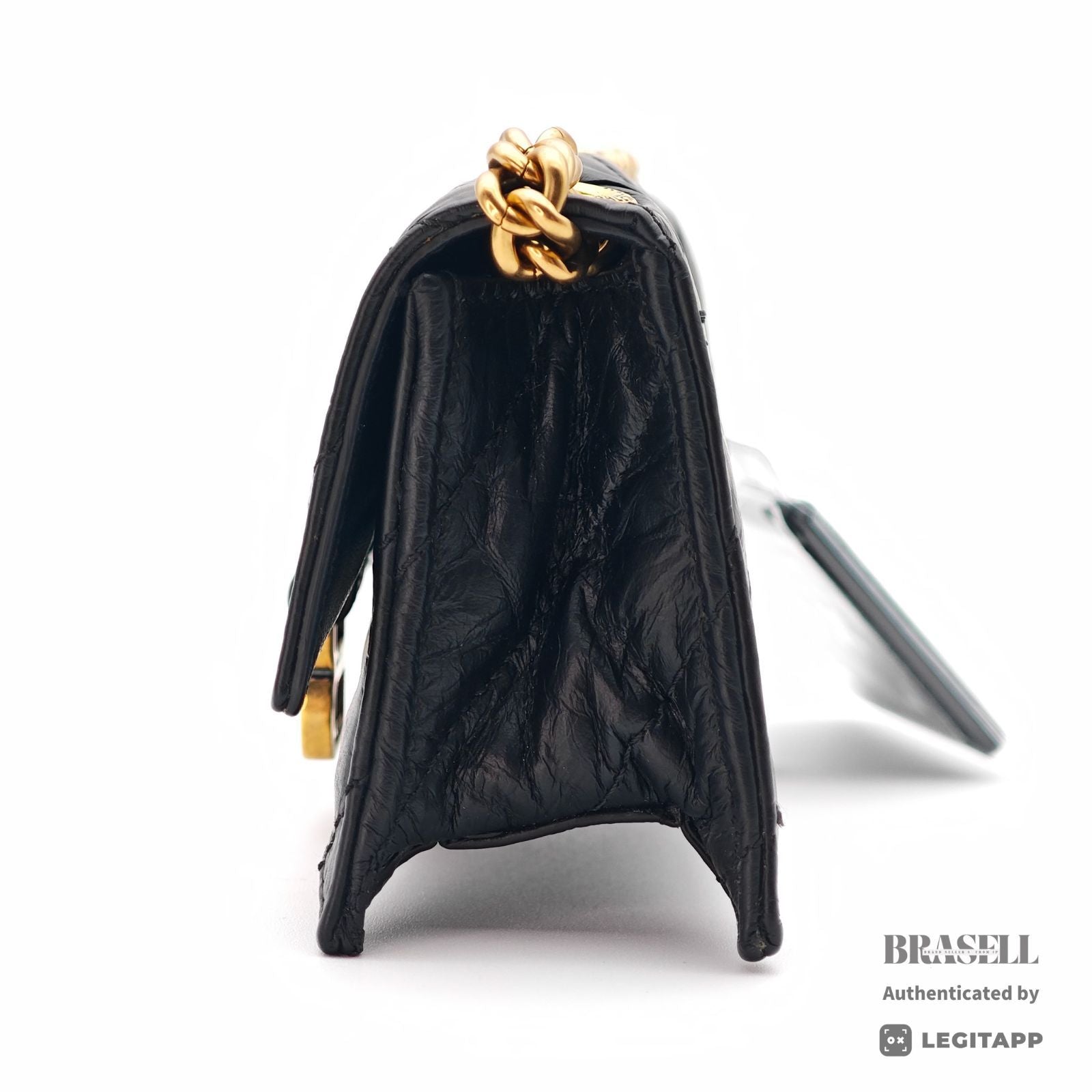 BALENCIAGA Crushed Mini Chain Shoulder Bag Black Women's【ImportFeeFREE】