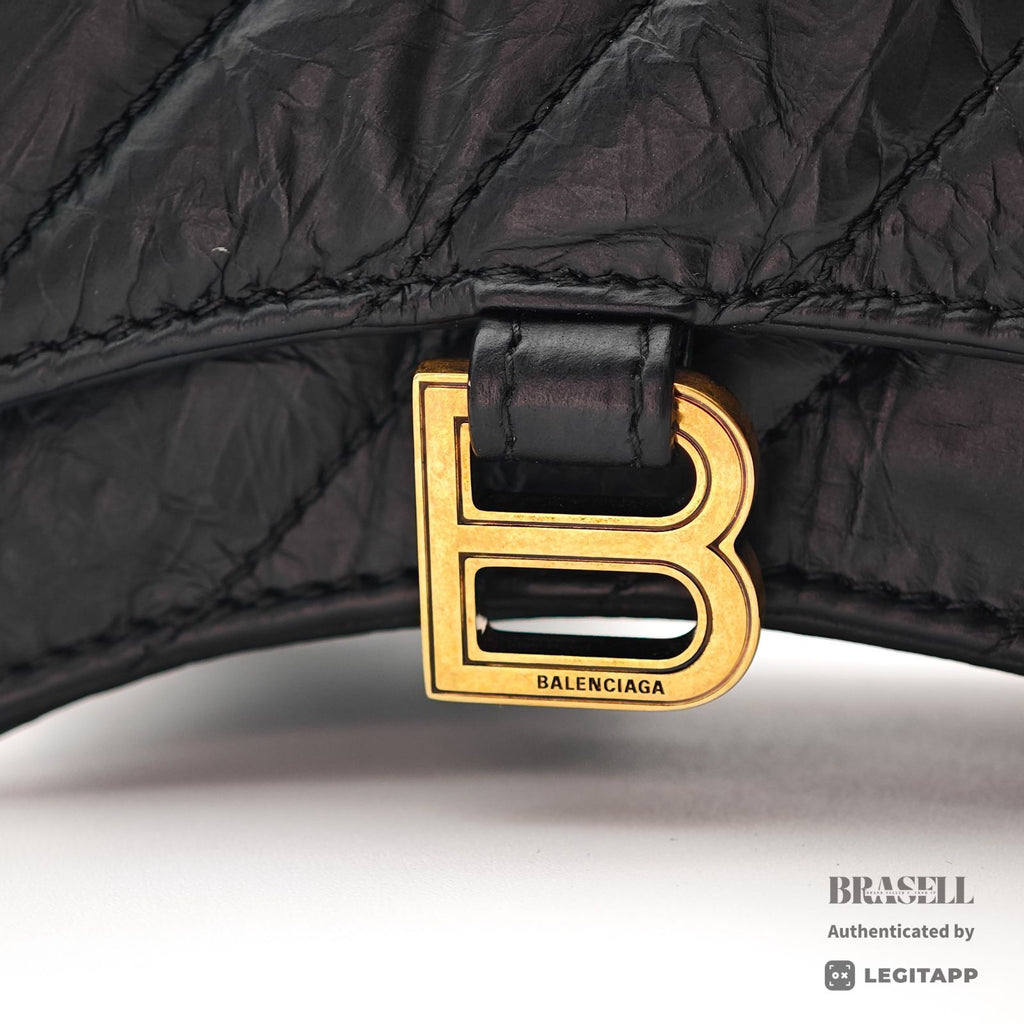 BALENCIAGA Crushed Mini Chain Shoulder Bag Black Women's【ImportFeeFREE】