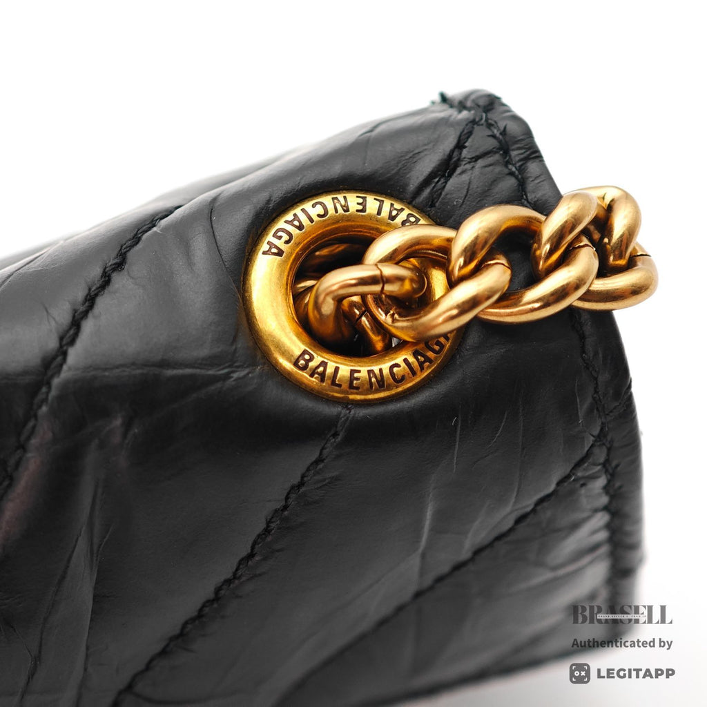 BALENCIAGA Crushed Mini Chain Shoulder Bag Black Women's【ImportFeeFREE】