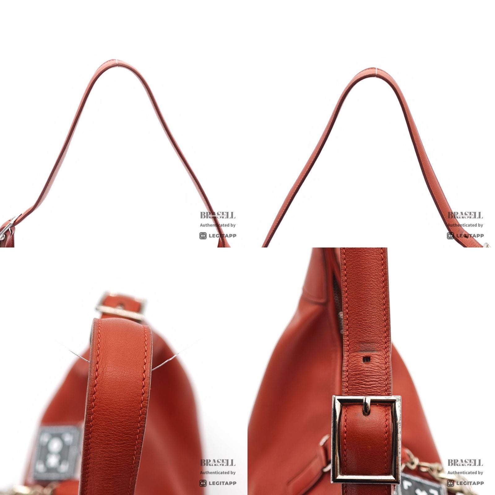 HERMES Trim 35 Shoulder Hand Bag Leather Red One Shoulder 【ImportFeeFREE】