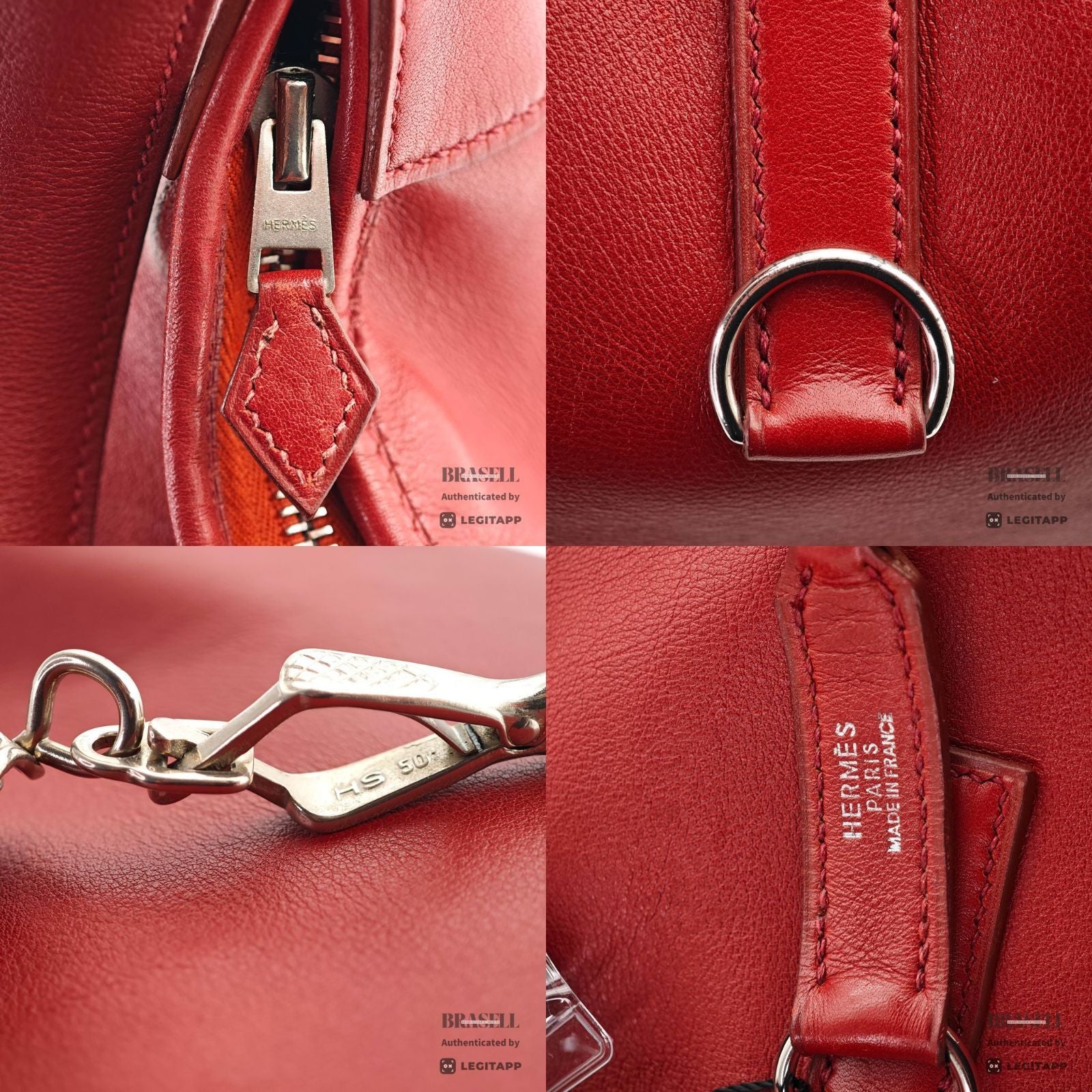 HERMES Trim 35 Shoulder Hand Bag Leather Red One Shoulder 【ImportFeeFREE】