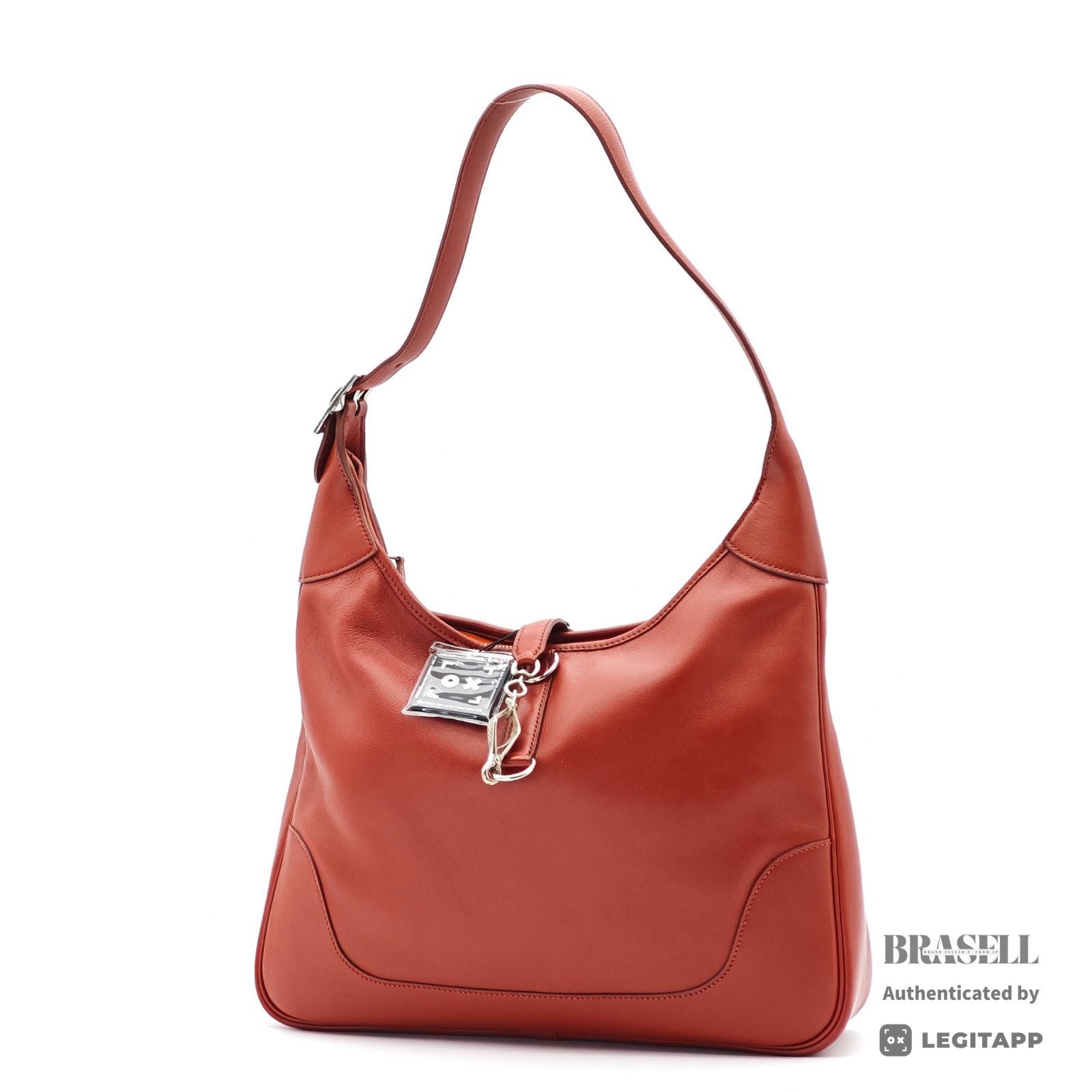 HERMES Trim 35 Shoulder Hand Bag Leather Red One Shoulder 【ImportFeeFREE】