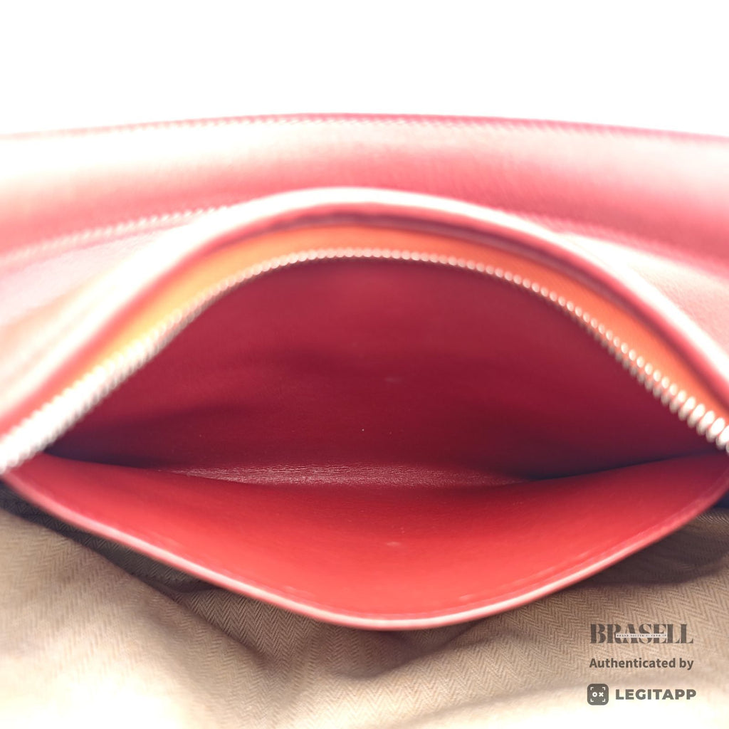 HERMES Trim 35 Shoulder Hand Bag Leather Red One Shoulder 【ImportFeeFREE】