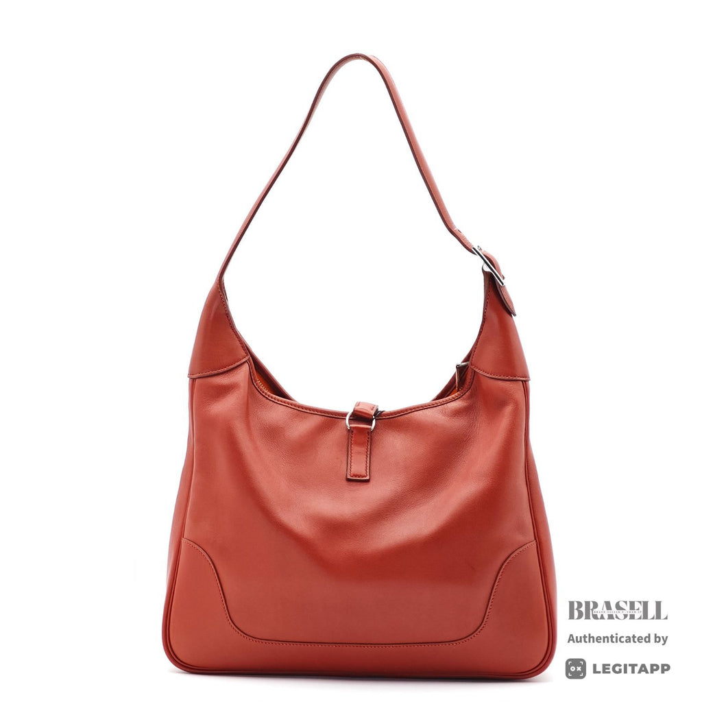 HERMES Trim 35 Shoulder Hand Bag Leather Red One Shoulder 【ImportFeeFREE】