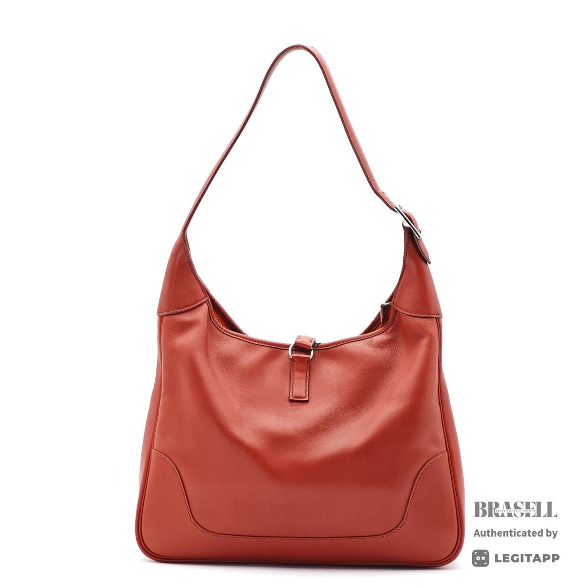 HERMES Trim 35 Shoulder Hand Bag Leather Red One Shoulder 【ImportFeeFREE】