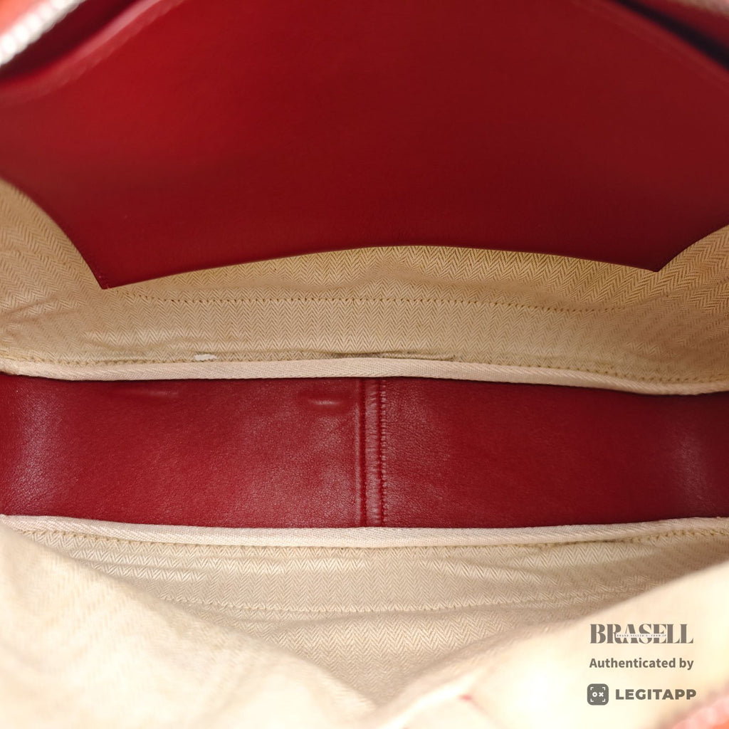 HERMES Trim 35 Shoulder Hand Bag Leather Red One Shoulder 【ImportFeeFREE】