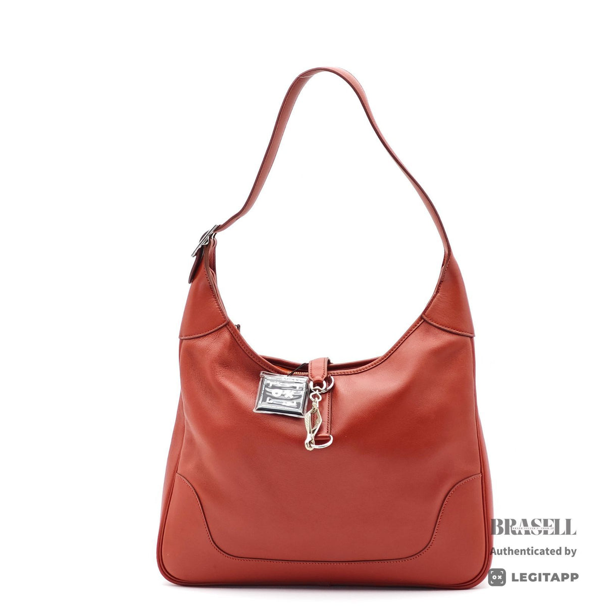 HERMES Trim 35 Shoulder Hand Bag Leather Red One Shoulder 【ImportFeeFREE】