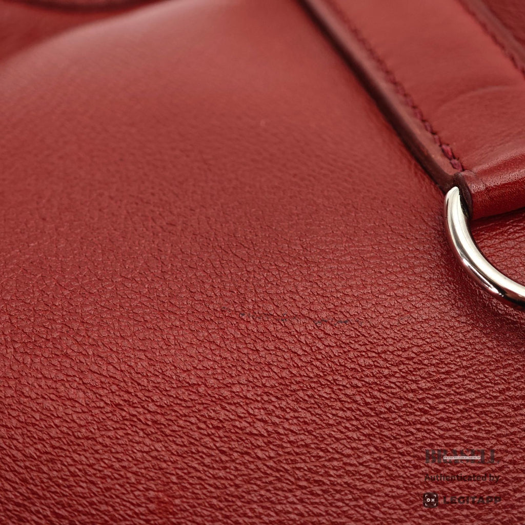HERMES Trim 35 Shoulder Hand Bag Leather Red One Shoulder 【ImportFeeFREE】