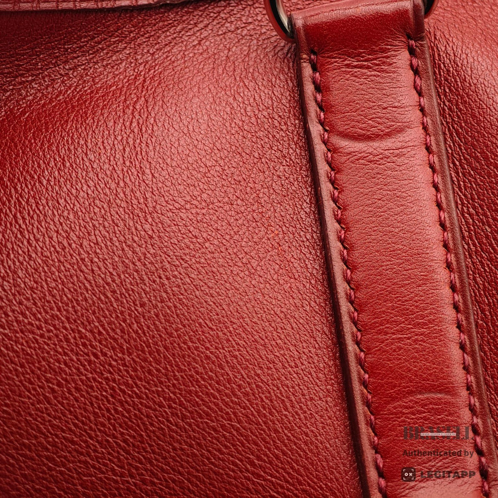 HERMES Trim 35 Shoulder Hand Bag Leather Red One Shoulder 【ImportFeeFREE】