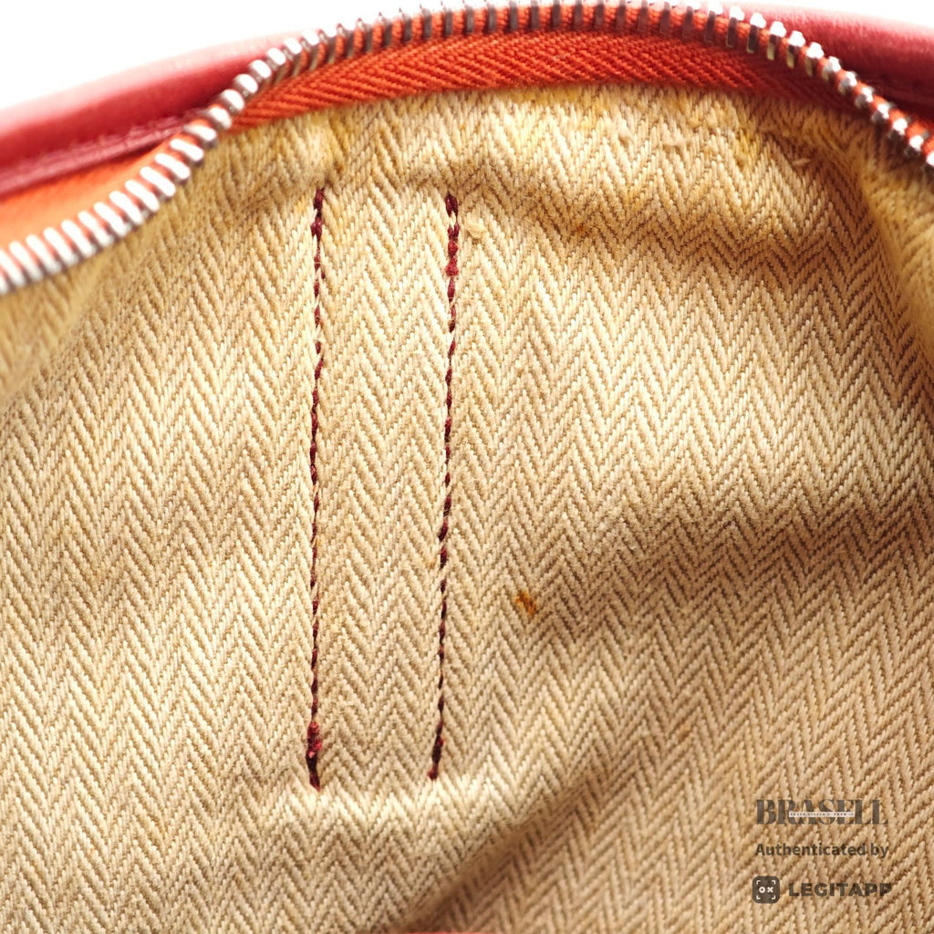 HERMES Trim 35 Shoulder Hand Bag Leather Red One Shoulder 【ImportFeeFREE】