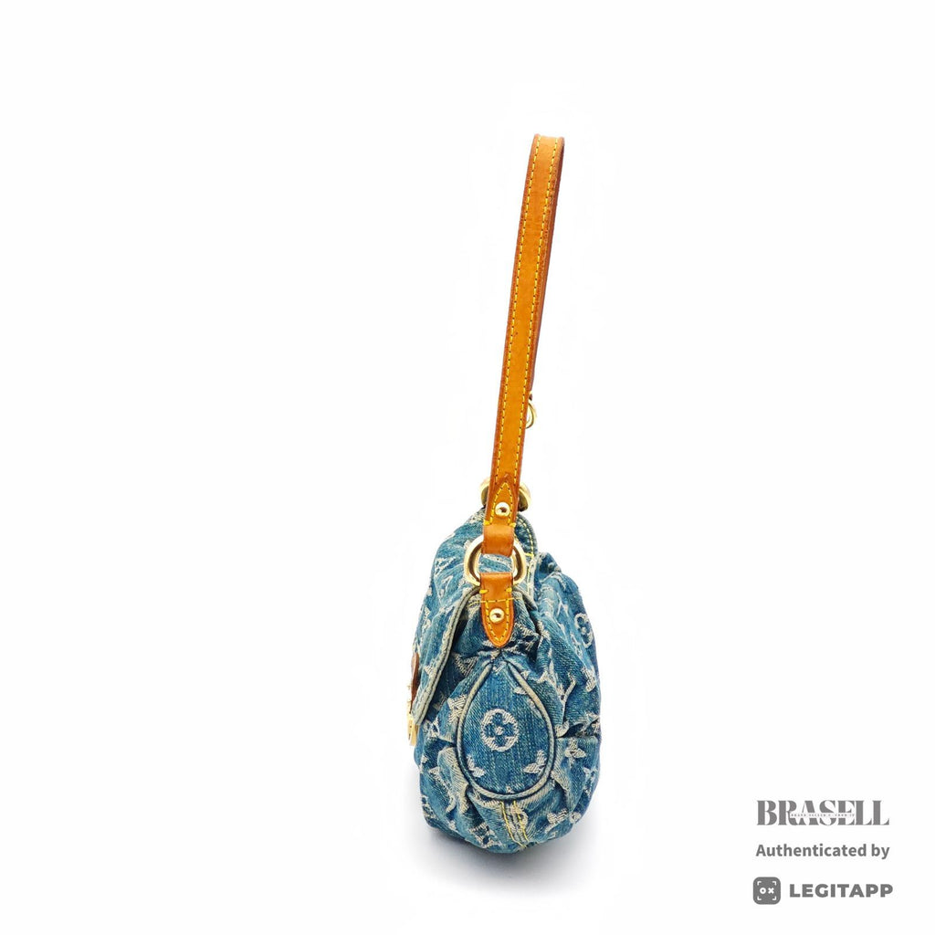 LOUIS VUITTON Mini Pleaty M95050 Blue Monogram Denim Hand Bag 【ImportFeeFREE】