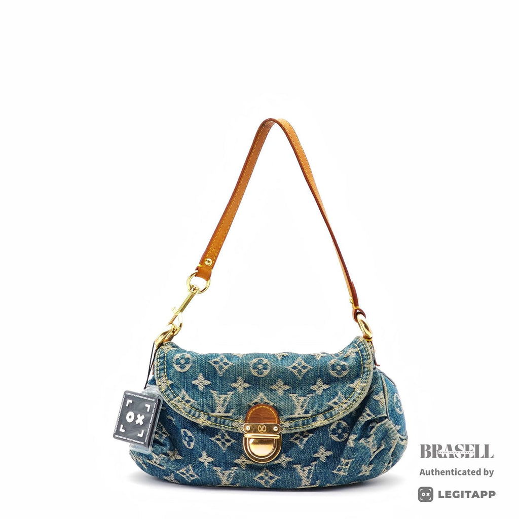 LOUIS VUITTON Mini Pleaty M95050 Blue Monogram Denim Hand Bag 【ImportFeeFREE】