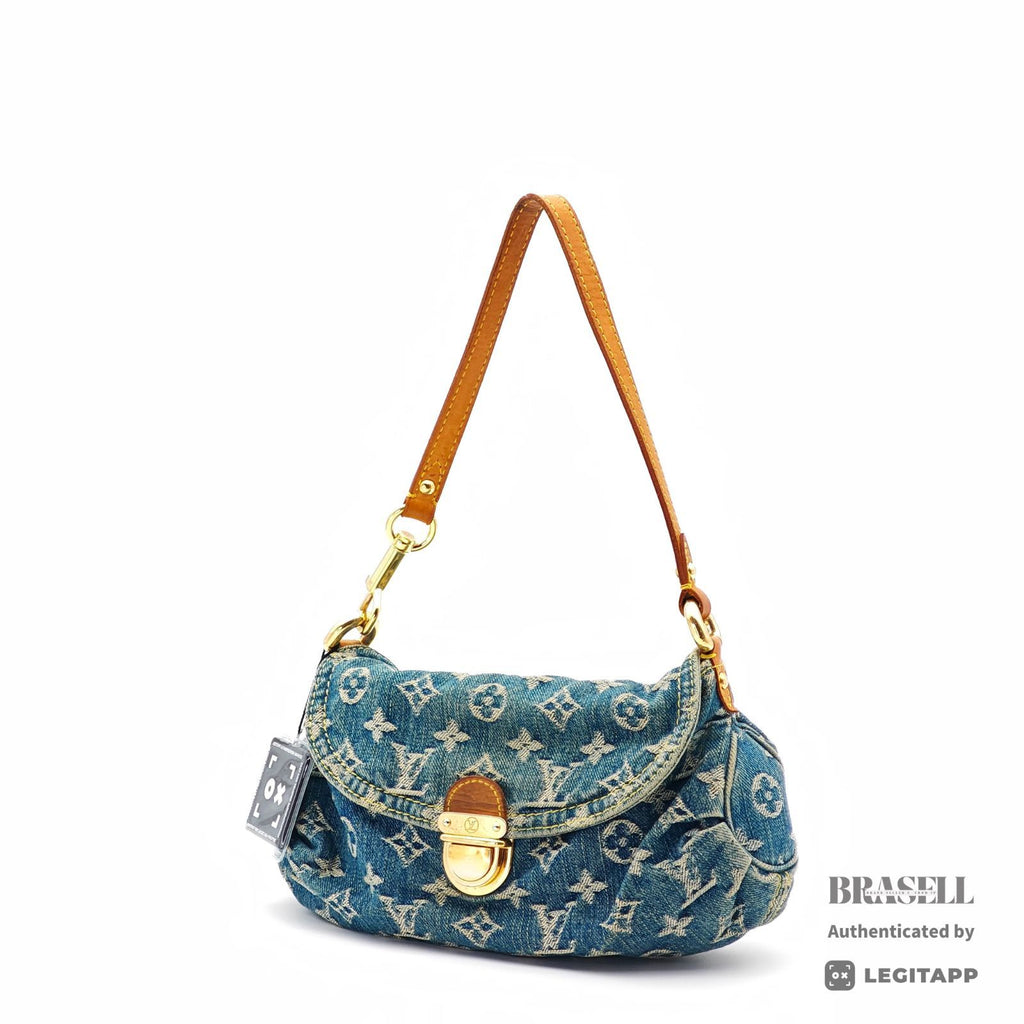 LOUIS VUITTON Mini Pleaty M95050 Blue Monogram Denim Hand Bag 【ImportFeeFREE】