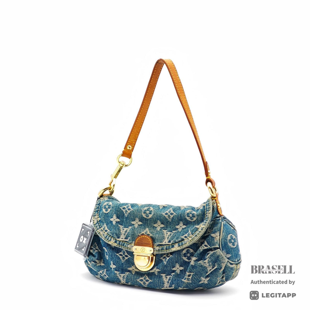 LOUIS VUITTON Mini Pleaty M95050 Blue Monogram Denim Hand Bag 【ImportFeeFREE】