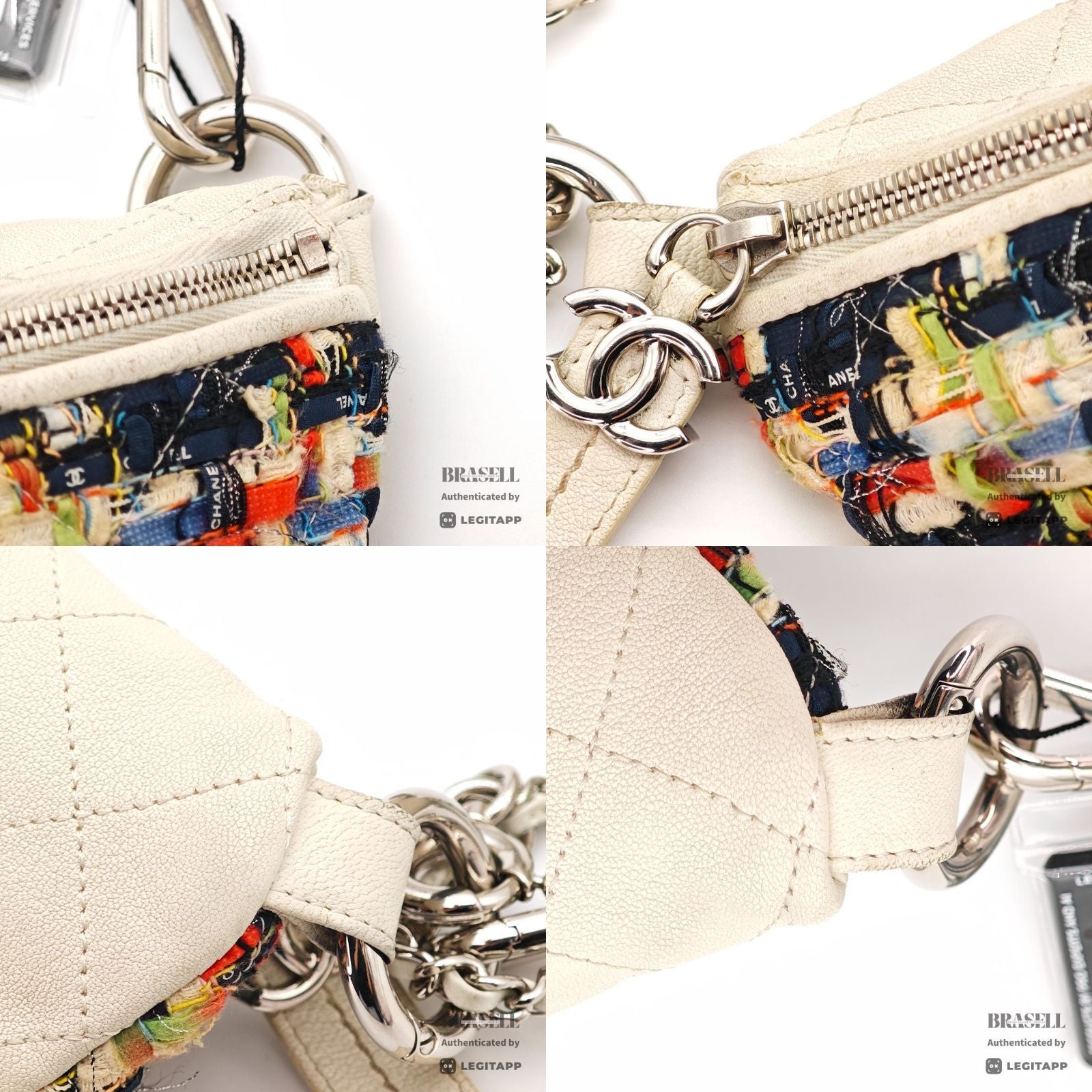 CHANEL Tweed Waist Bag White Women's Shoulder Bag Shoulder【ImportFeeFREE】