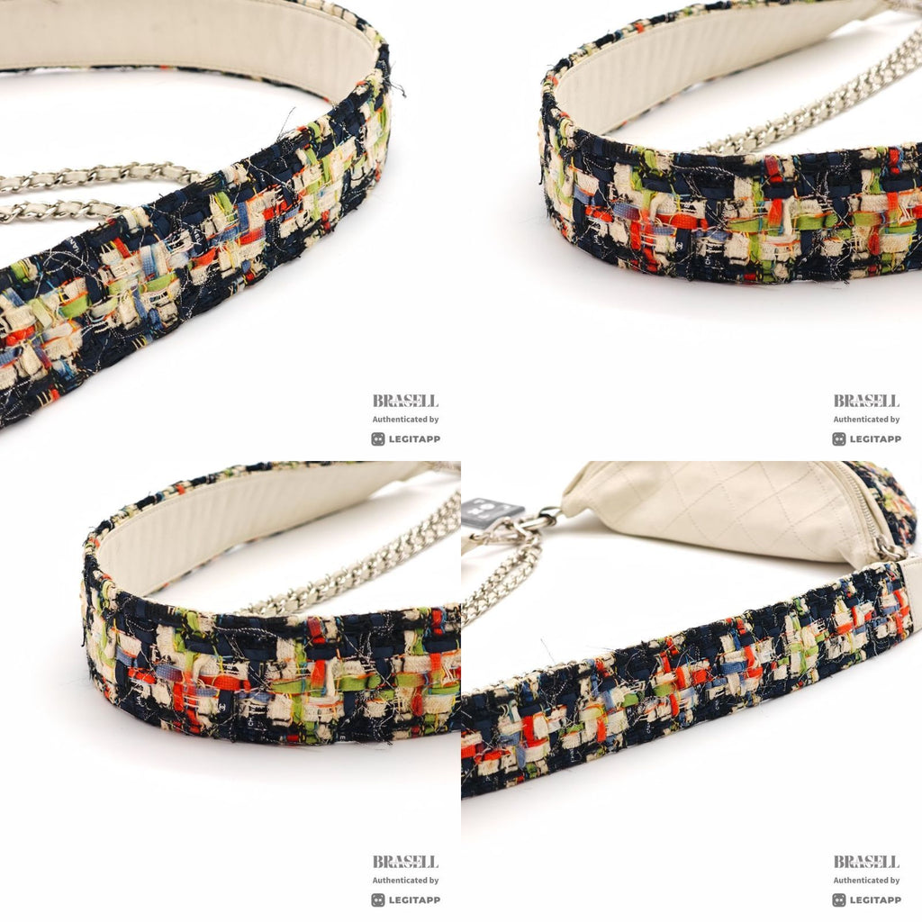 CHANEL Tweed Waist Bag White Women's Shoulder Bag Shoulder【ImportFeeFREE】