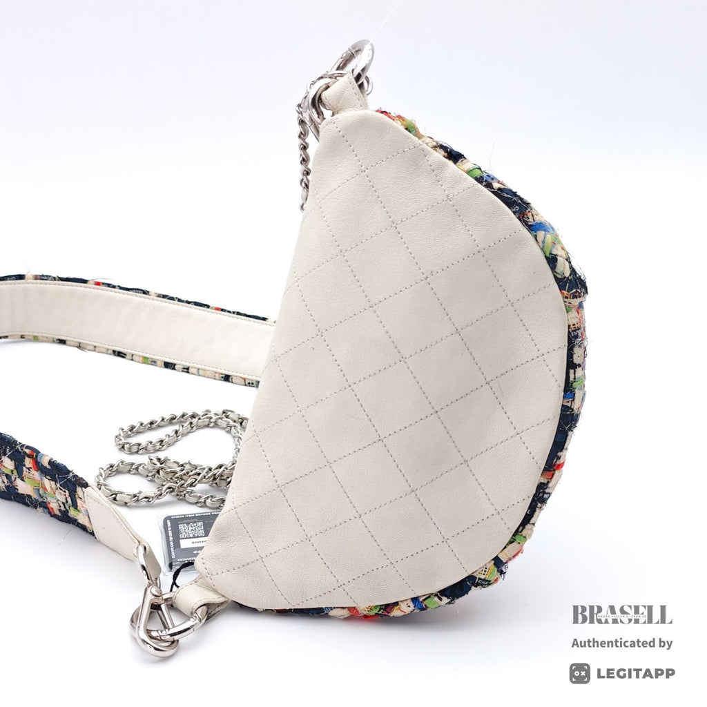 CHANEL Tweed Waist Bag White Women's Shoulder Bag Shoulder【ImportFeeFREE】
