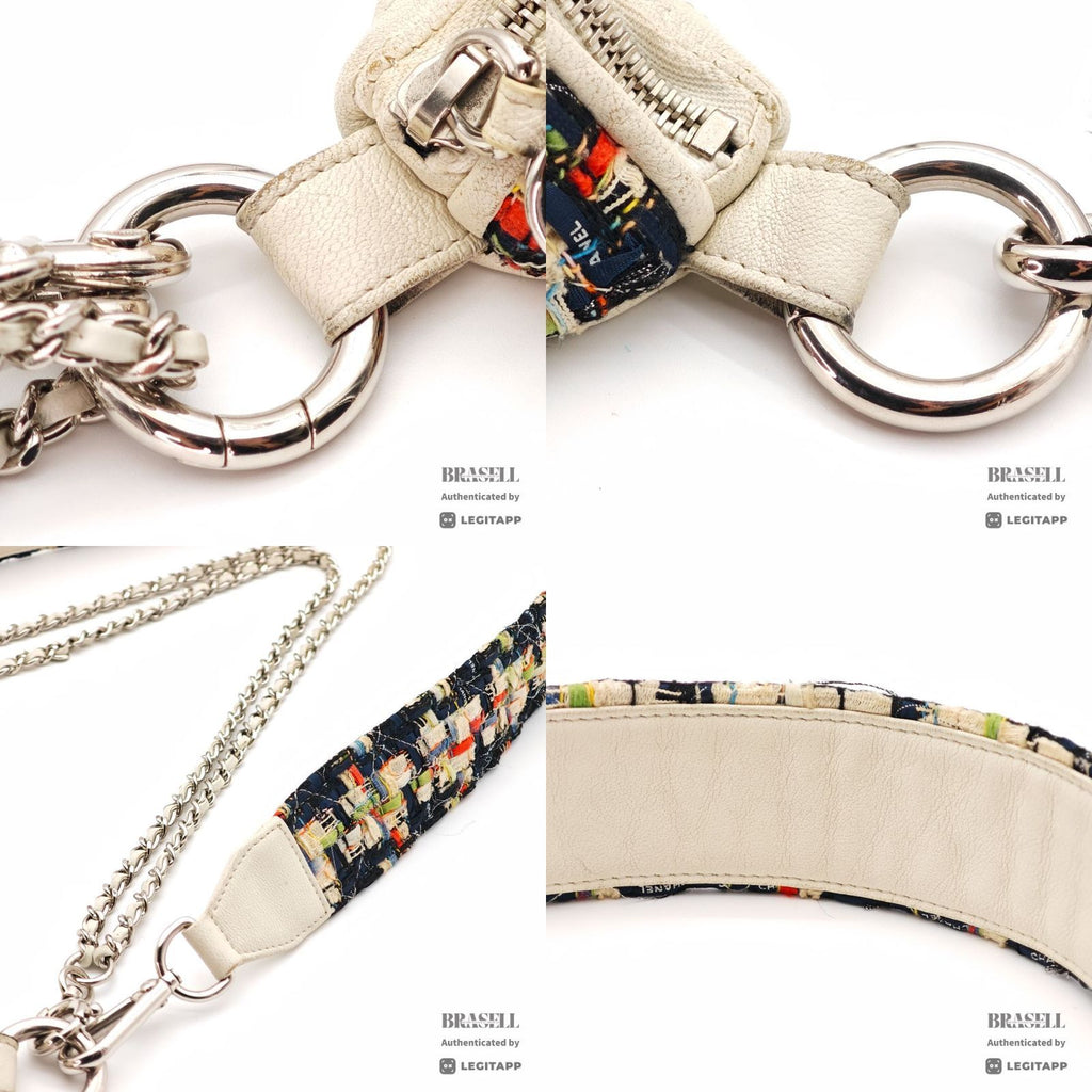 CHANEL Tweed Waist Bag White Women's Shoulder Bag Shoulder【ImportFeeFREE】