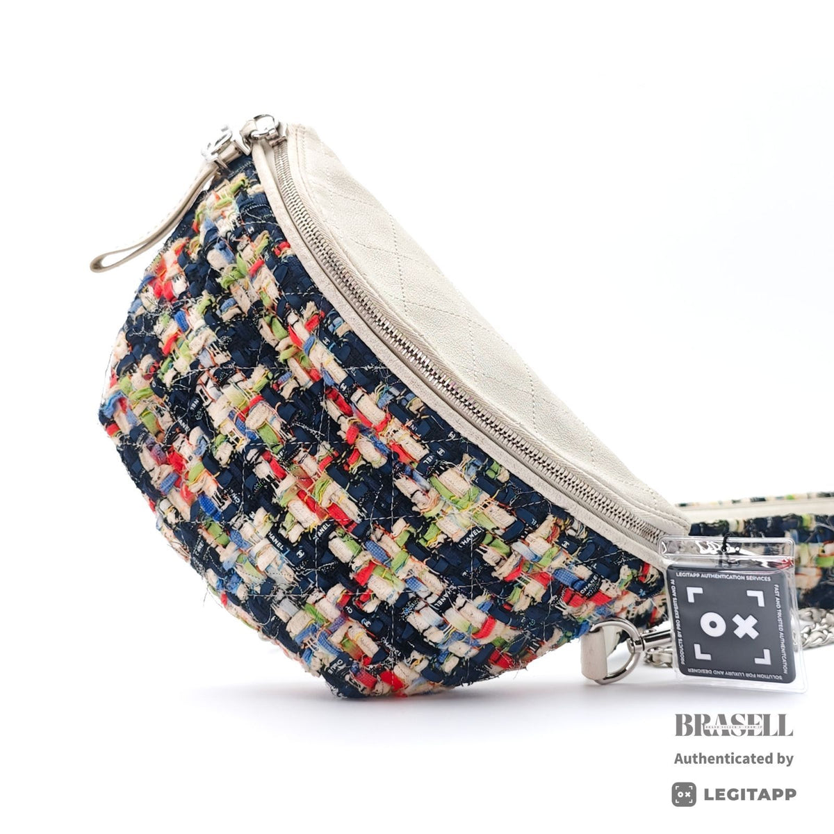 CHANEL Tweed Waist Bag White Women's Shoulder Bag Shoulder【ImportFeeFREE】