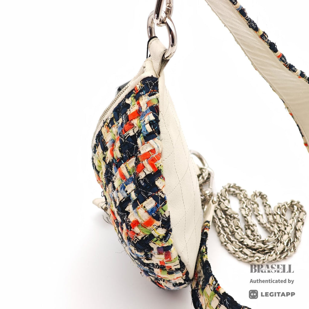 CHANEL Tweed Waist Bag White Women's Shoulder Bag Shoulder【ImportFeeFREE】