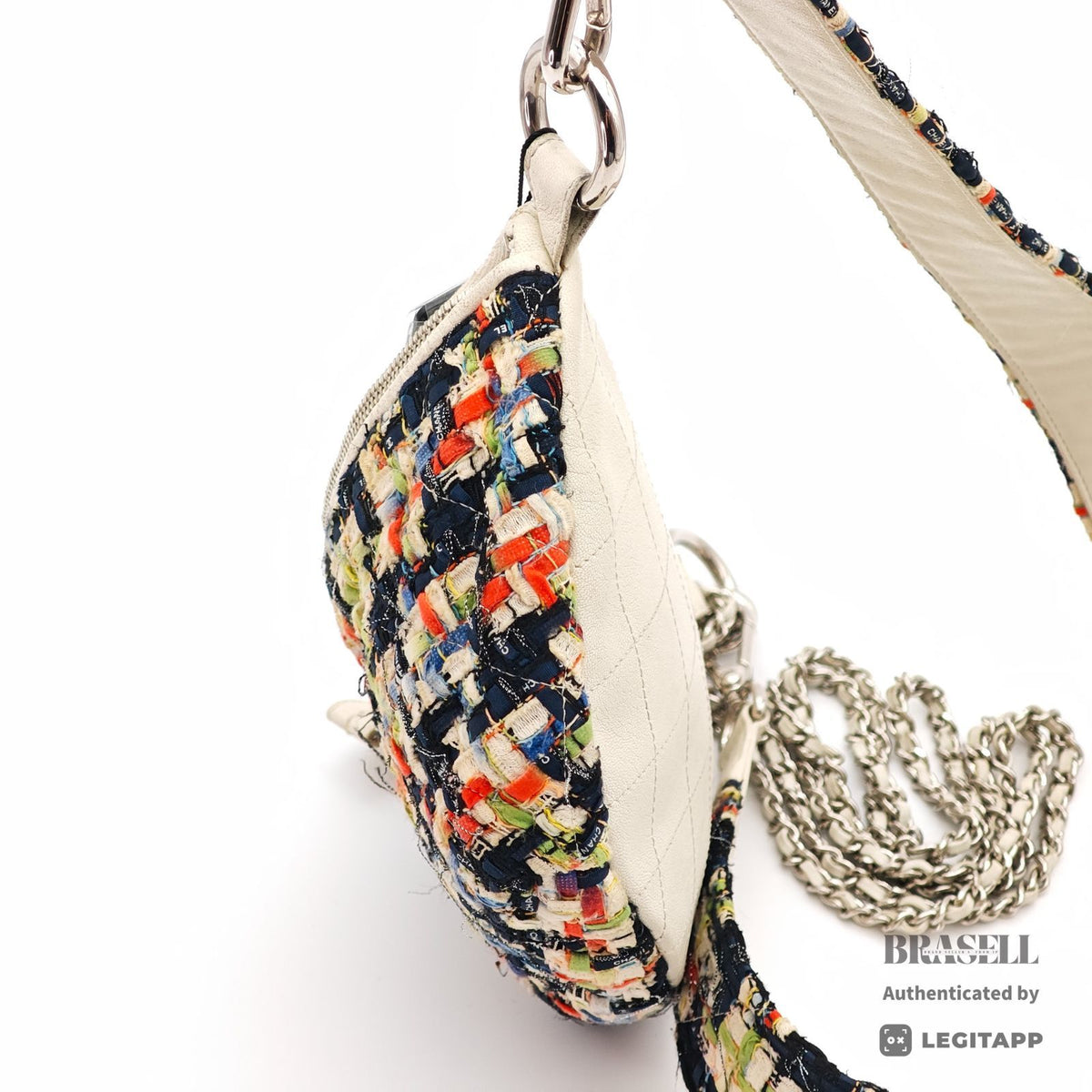 CHANEL Tweed Waist Bag White Women's Shoulder Bag Shoulder【ImportFeeFREE】