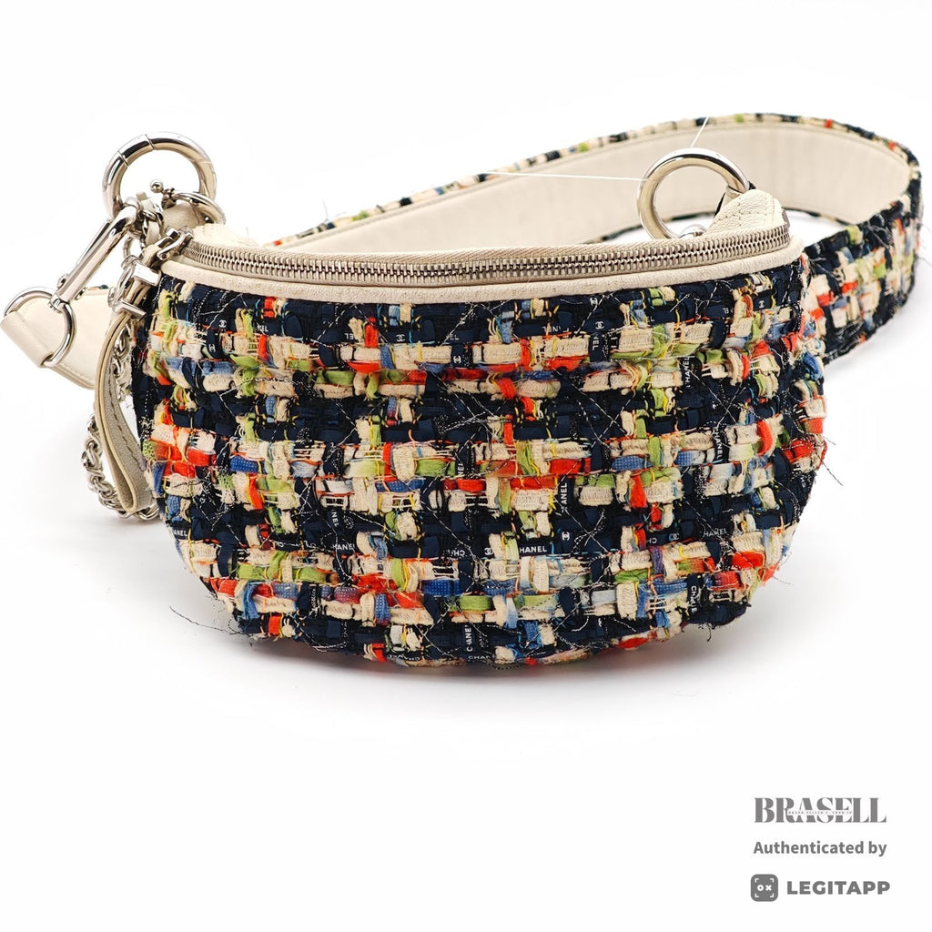 CHANEL Tweed Waist Bag White Women's Shoulder Bag Shoulder【ImportFeeFREE】