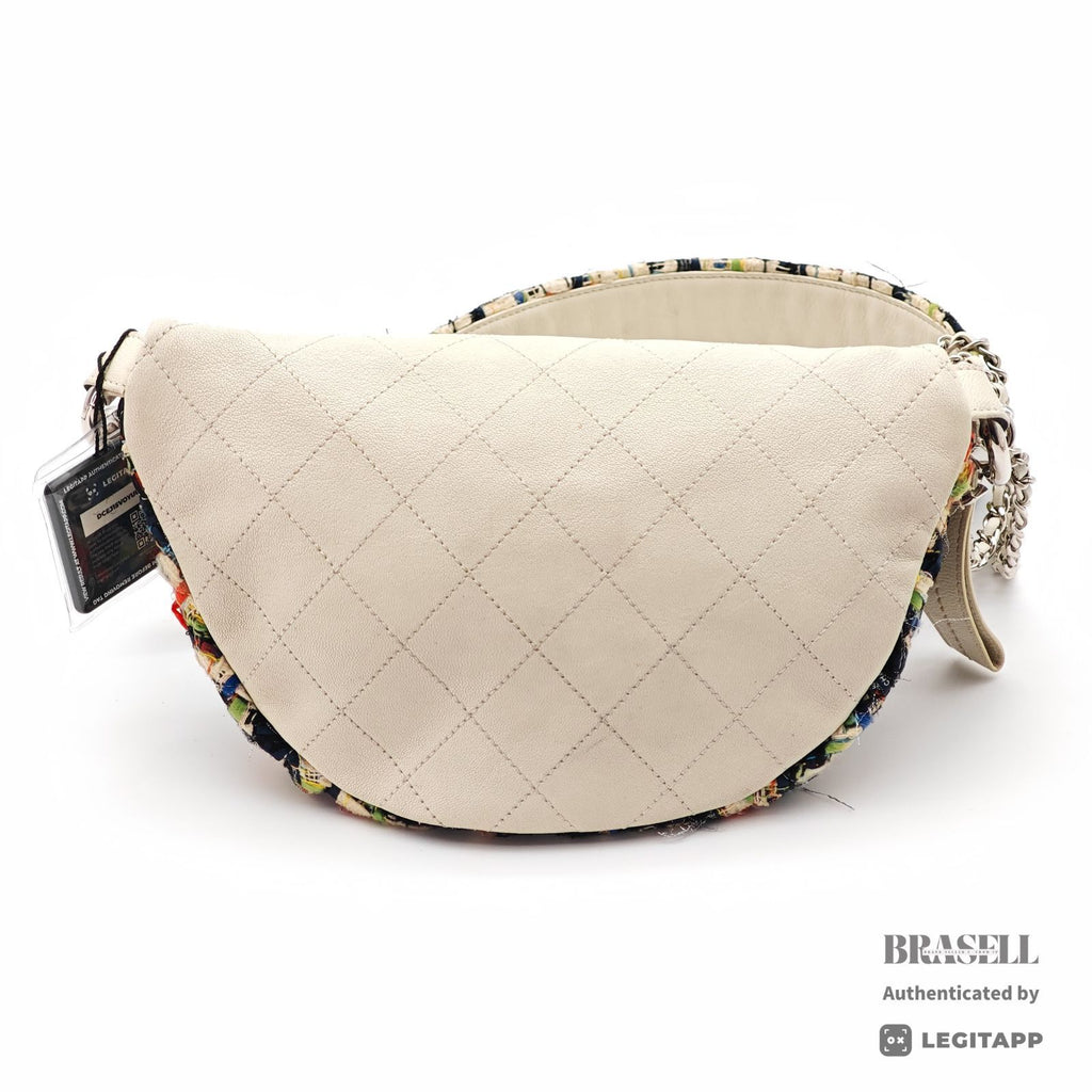 CHANEL Tweed Waist Bag White Women's Shoulder Bag Shoulder【ImportFeeFREE】
