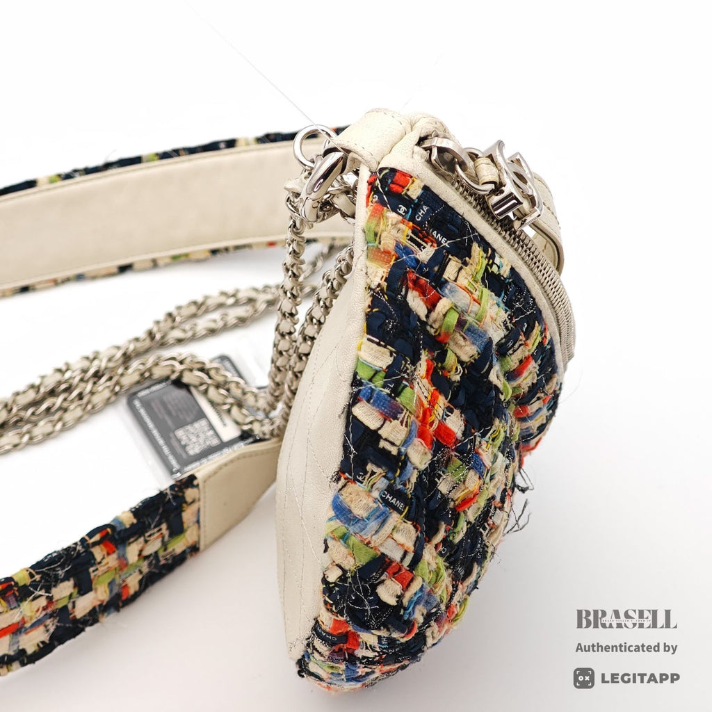 CHANEL Tweed Waist Bag White Women's Shoulder Bag Shoulder【ImportFeeFREE】