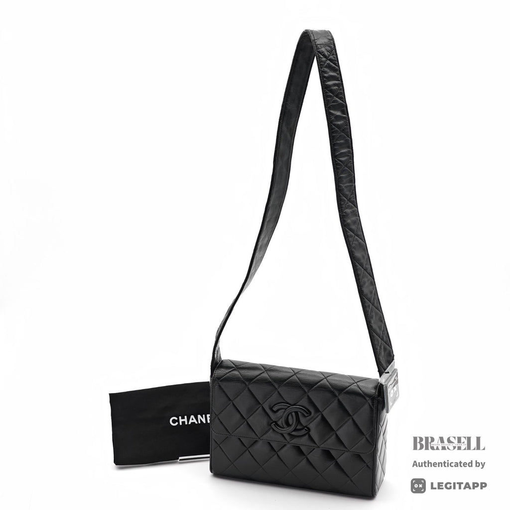 CHANEL Lambskin Coco Mark Shoulder Bag Black.Women's 【ImportFeeFREE】