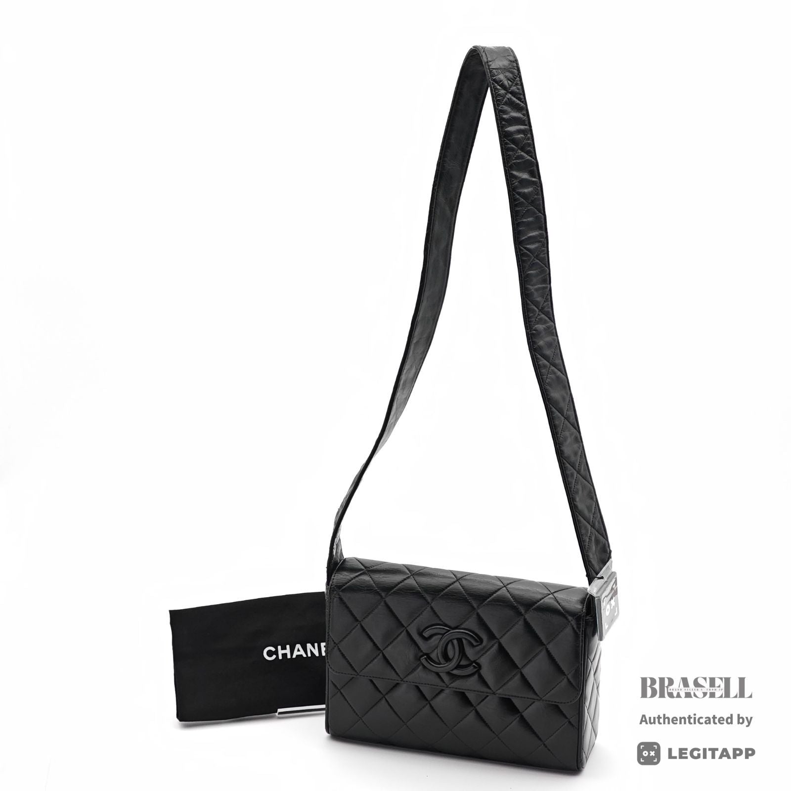 CHANEL Lambskin Coco Mark Shoulder Bag Black.Women's 【ImportFeeFREE】