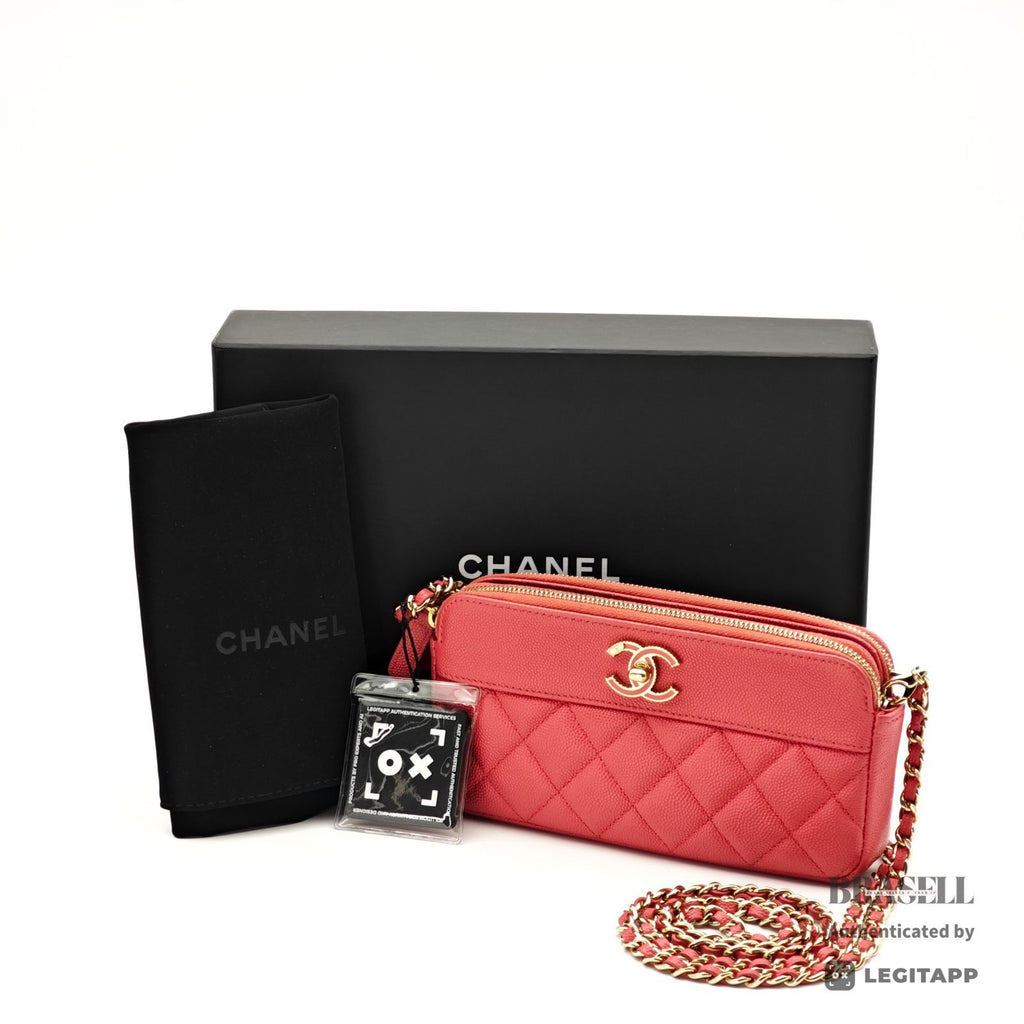 CHANEL Chain Wallet Shoulder Bag Pink Women's with Box Dust Bag【ImportFeeFREE】