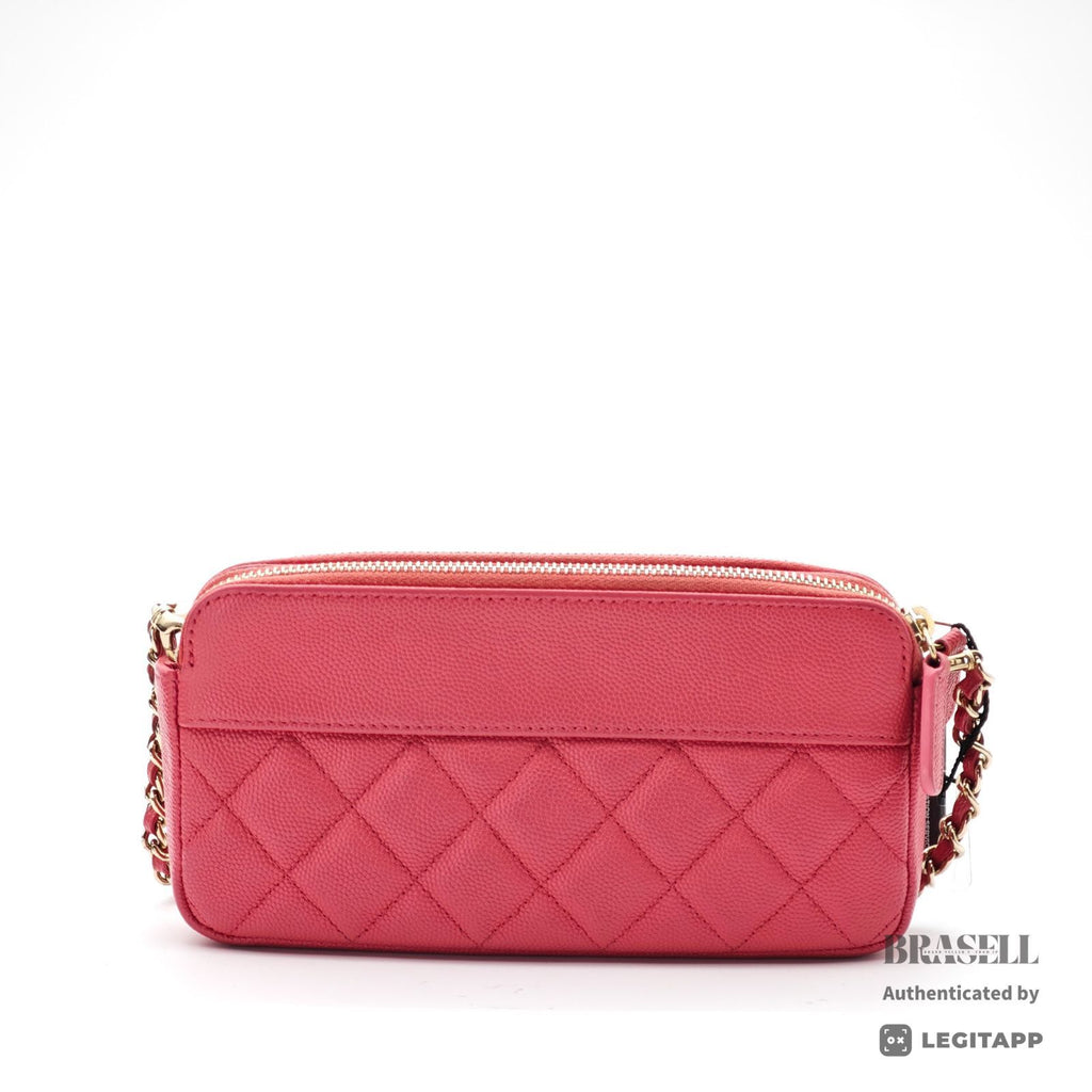 CHANEL Chain Wallet Shoulder Bag Pink Women's with Box Dust Bag【ImportFeeFREE】