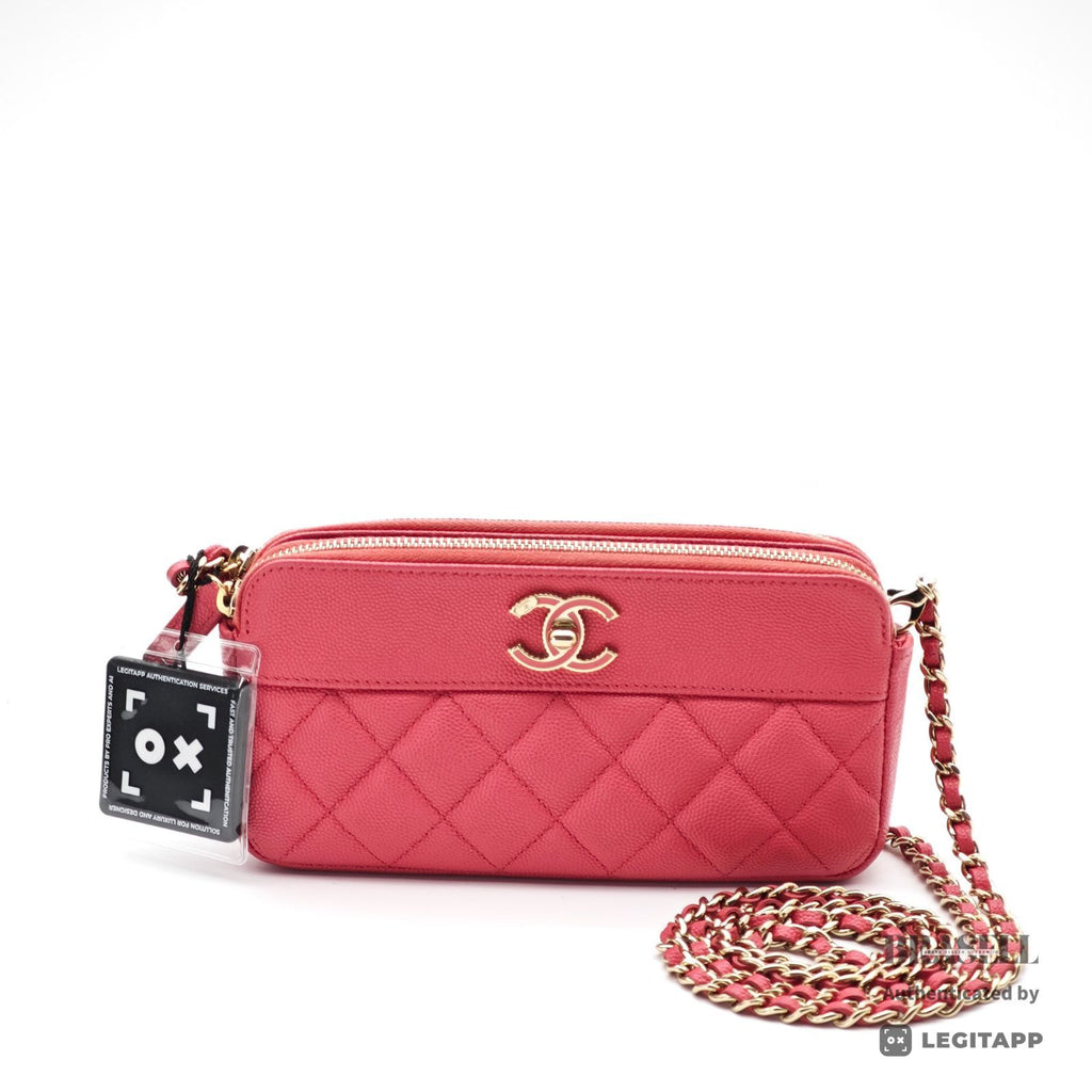 CHANEL Chain Wallet Shoulder Bag Pink Women's with Box Dust Bag【ImportFeeFREE】