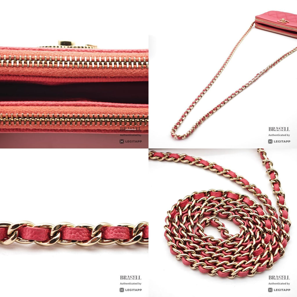 CHANEL Chain Wallet Shoulder Bag Pink Women's with Box Dust Bag【ImportFeeFREE】