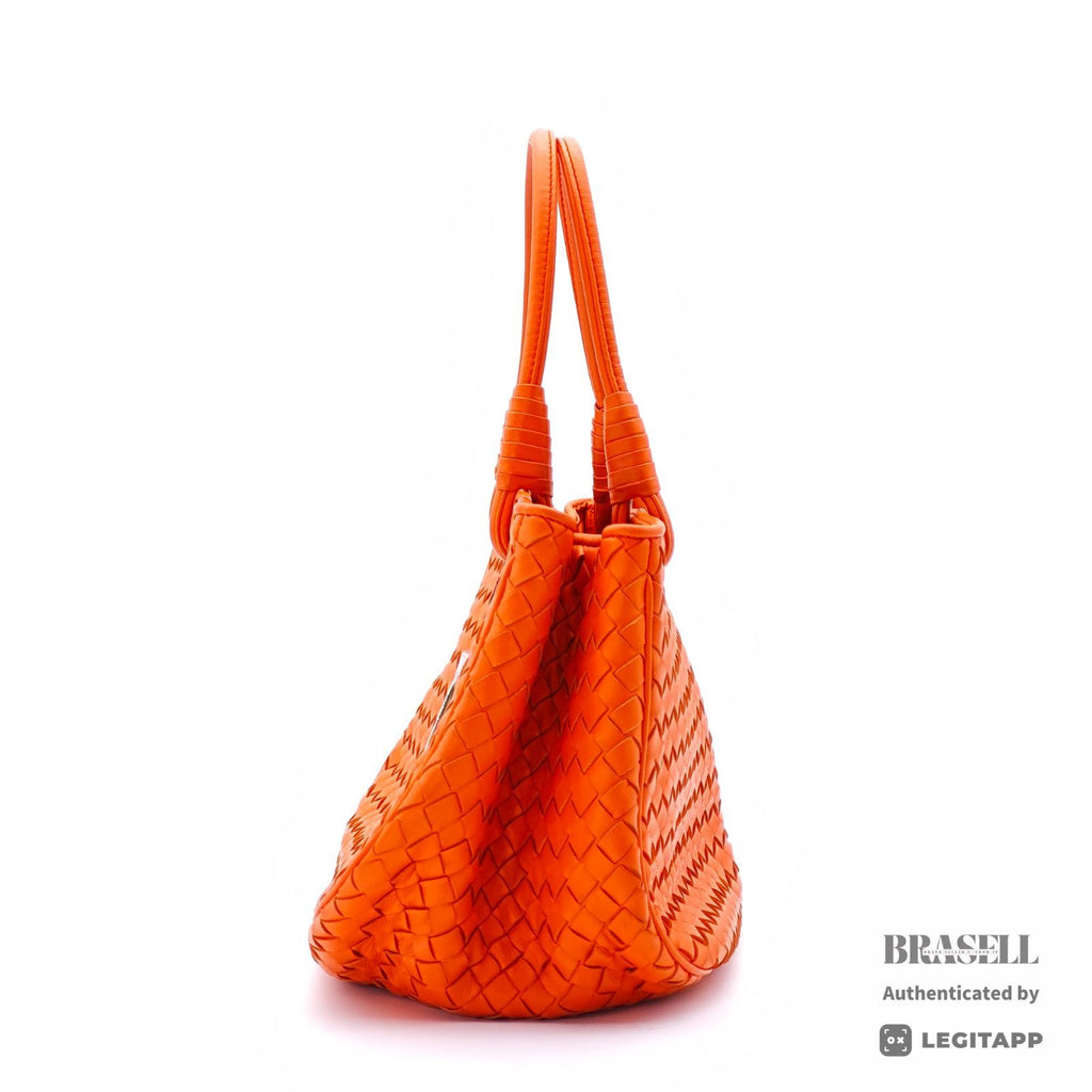 BOTTEGA VENETA Intrecciato Woven Handbag Orange Women's【ImportFeeFREE】