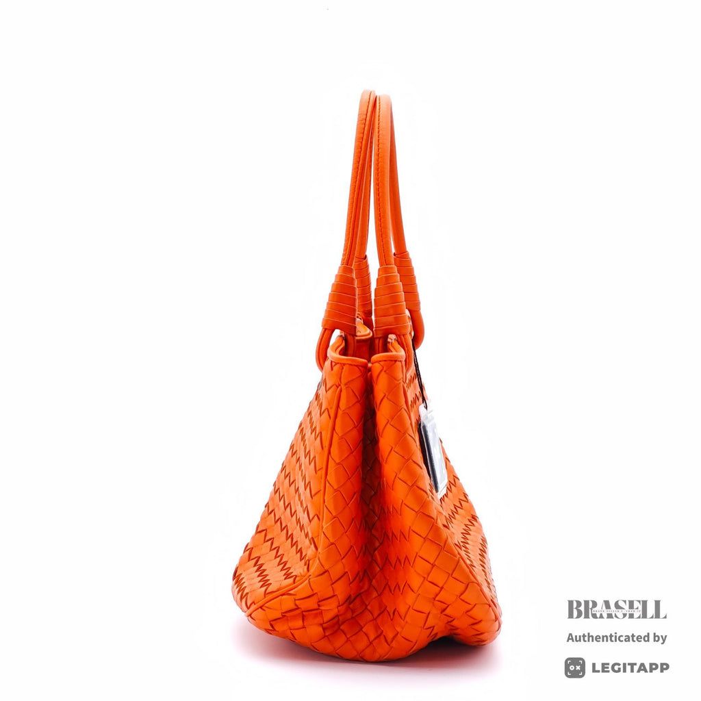 BOTTEGA VENETA Intrecciato Woven Handbag Orange Women's【ImportFeeFREE】