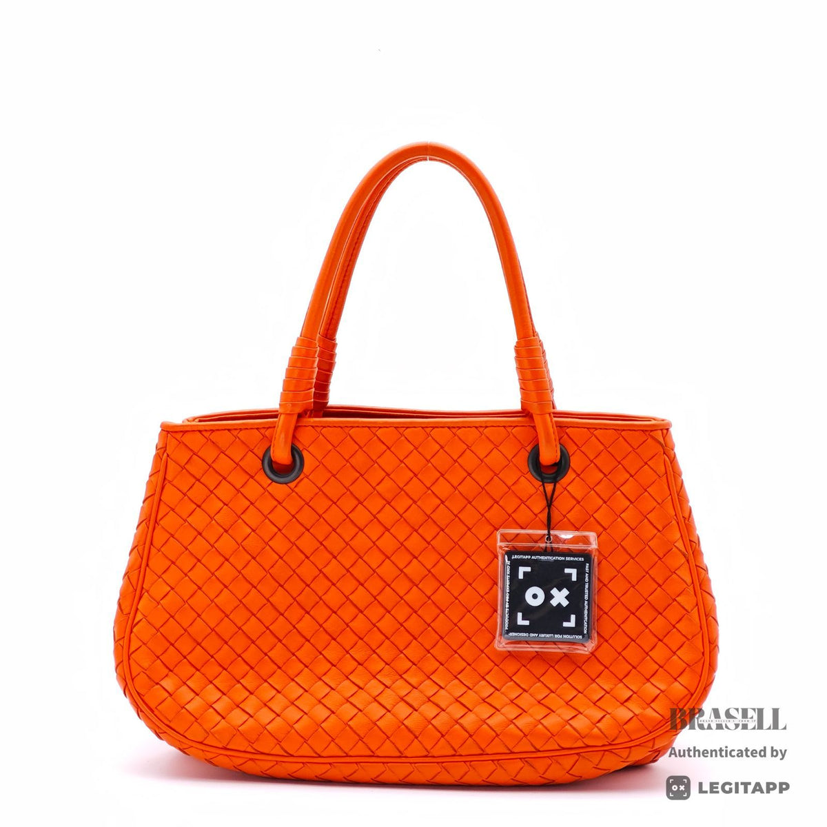BOTTEGA VENETA Intrecciato Woven Handbag Orange Women's【ImportFeeFREE】